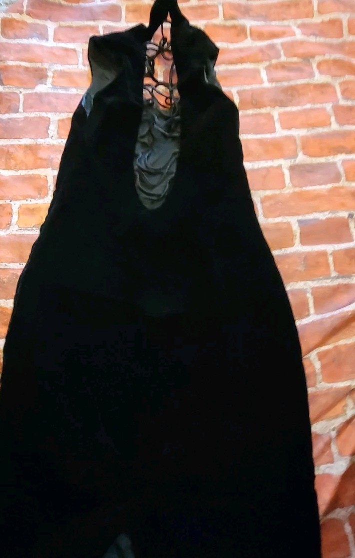VTG CDC EVENING Velvet Little Black Dress Hourglass Bodycon Open Back 8