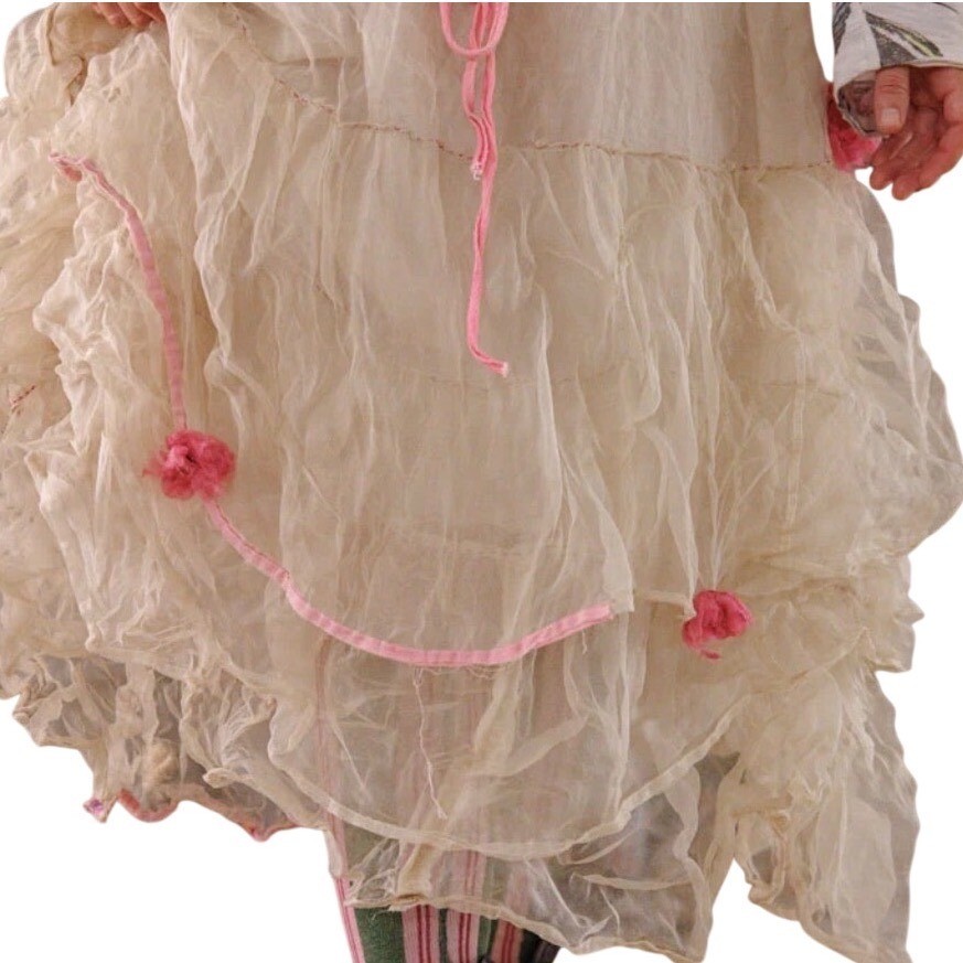 Magnolia Pearl Silk Organza Ruffled Layered Skirt Whimsy Handmade Pink Roses NWT