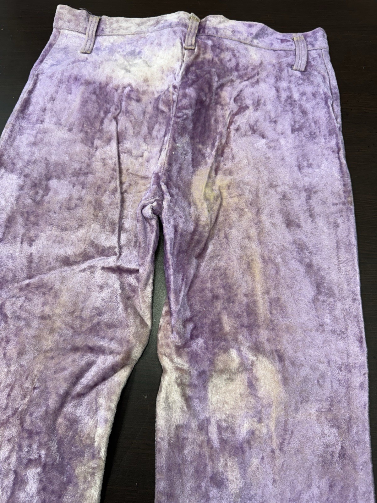 Vintage Purple Velvet Bell Bottoms Button Fly Union Made Sun Fade 27 x 28.5 70s