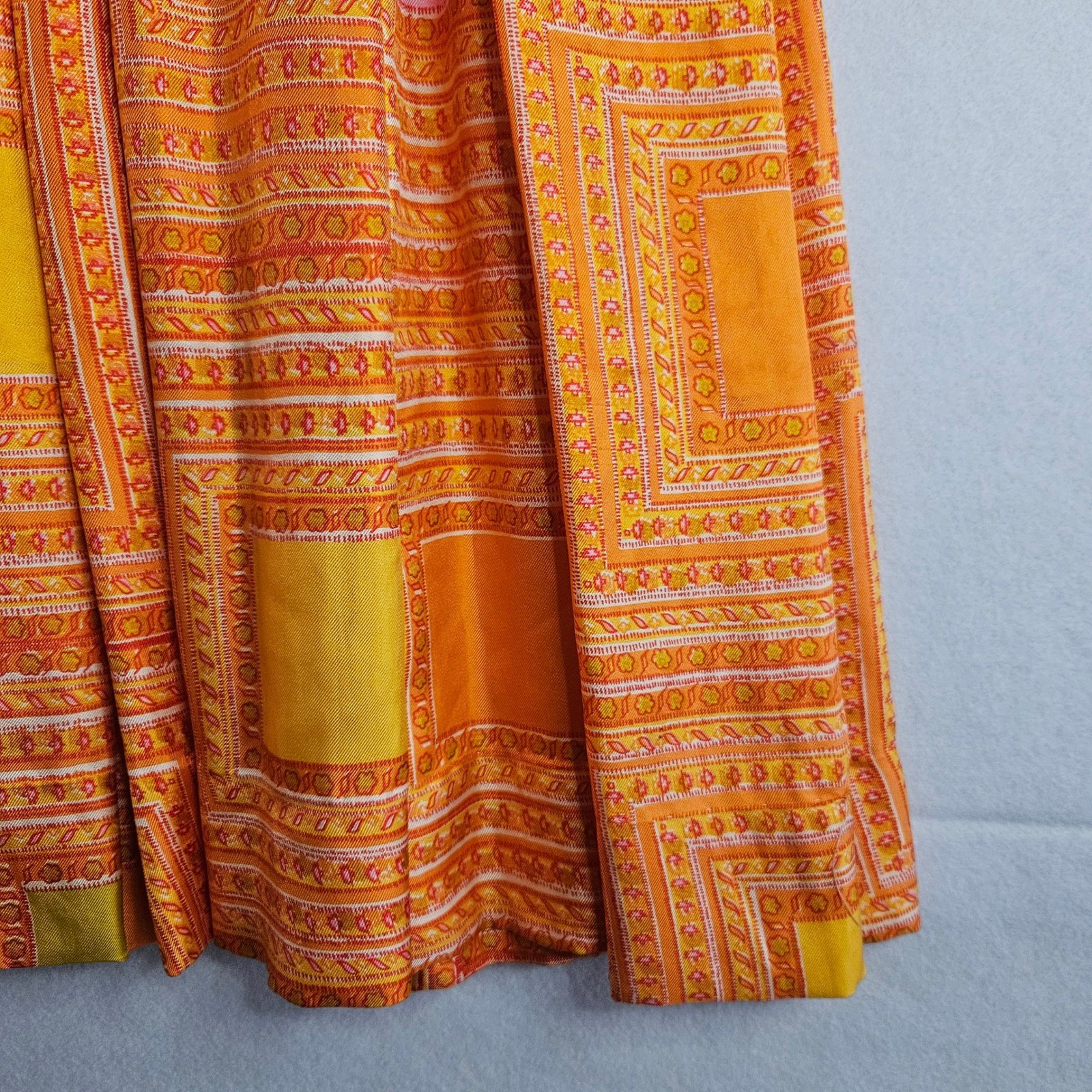 Vtg Anne Fogarty Silk Saks Fifth Avenue Orange Geometric Fit Flare Dress 50s 60s