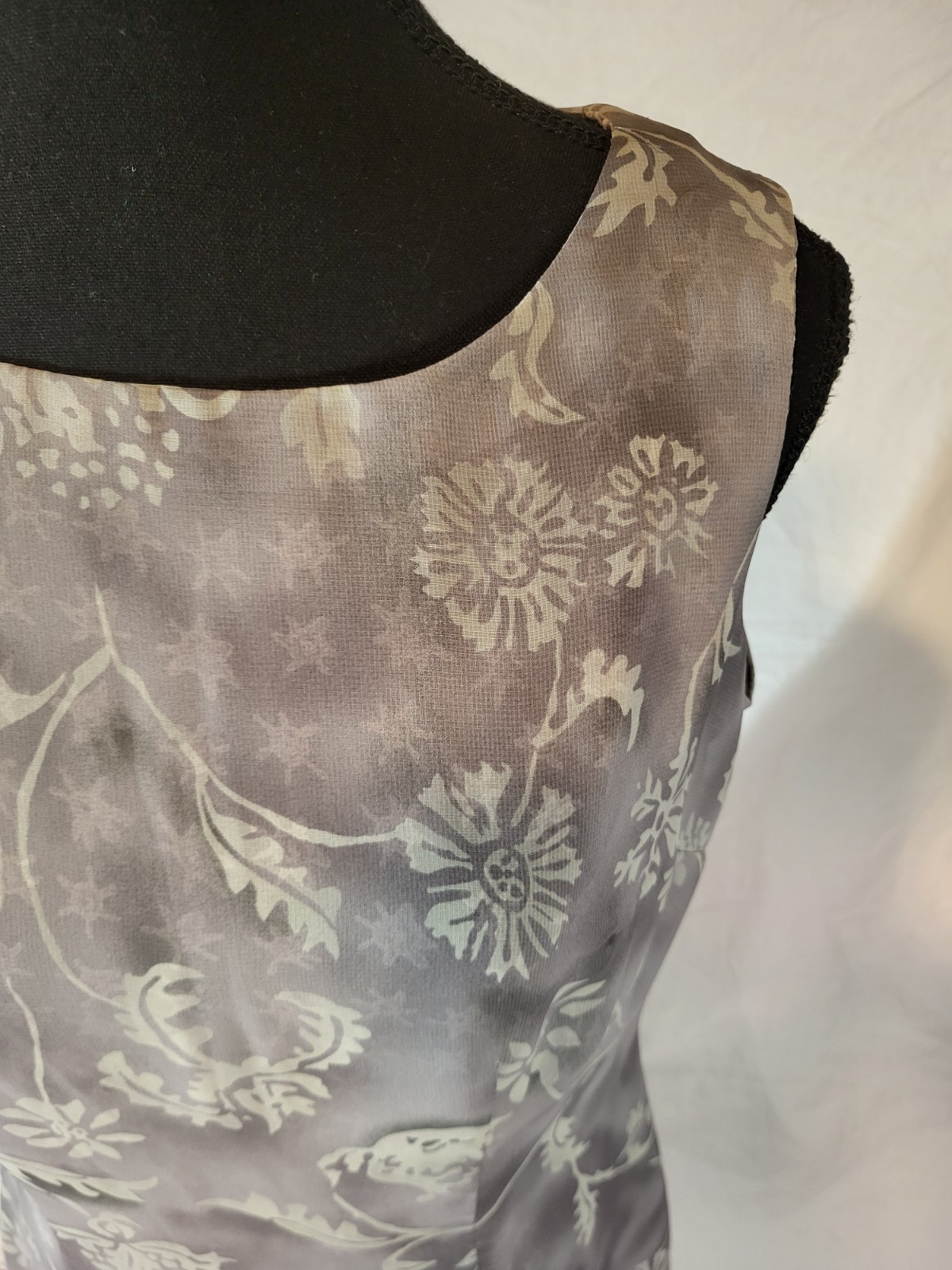 Vintage Mica Size 6 Gray Floral Midi Dress Y2K Grunge