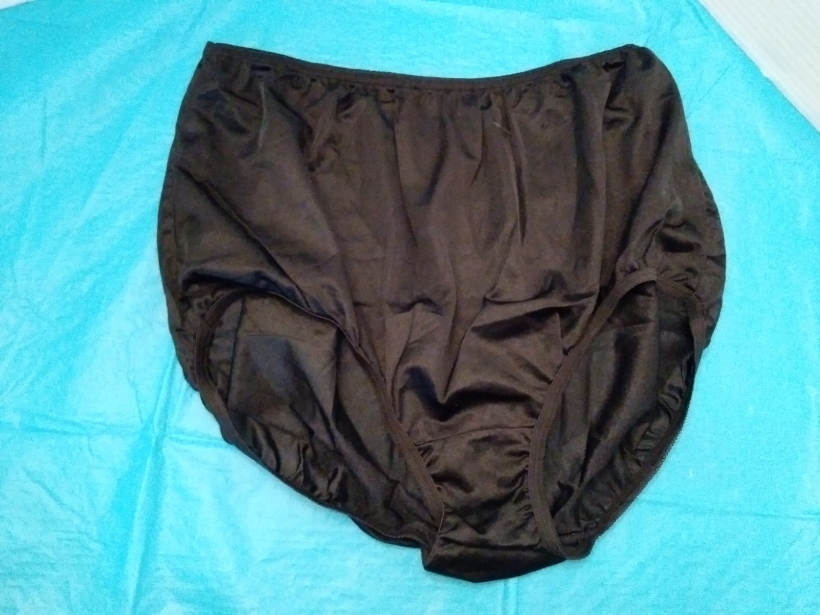 Panties 100% Nylon Silky Sissy Grannie Size 11 Black Full Brief