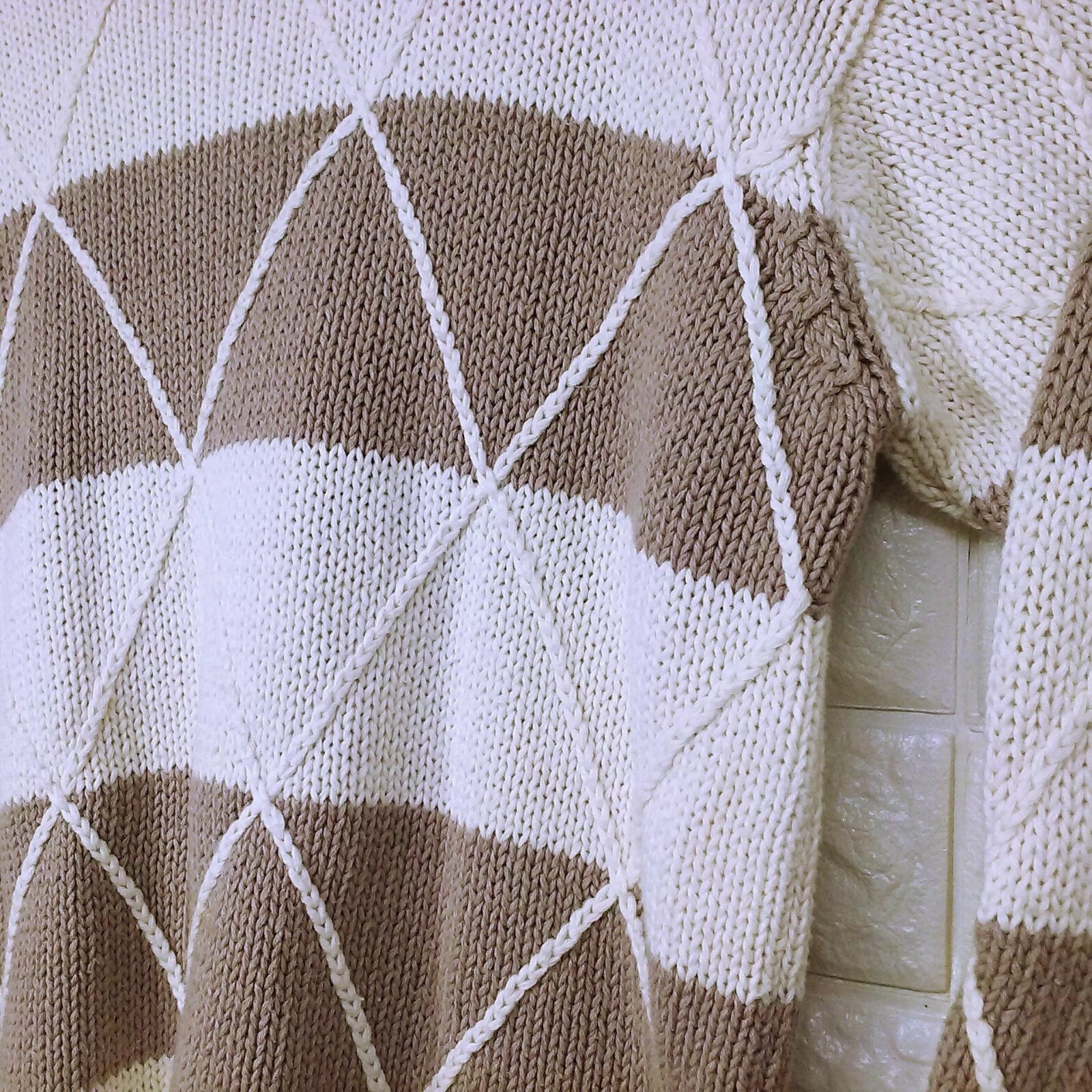 Vtg 80’s MILANO Sweater Turtleneck Sz-Med Slouchy Oversize Diamond Knit Stripe