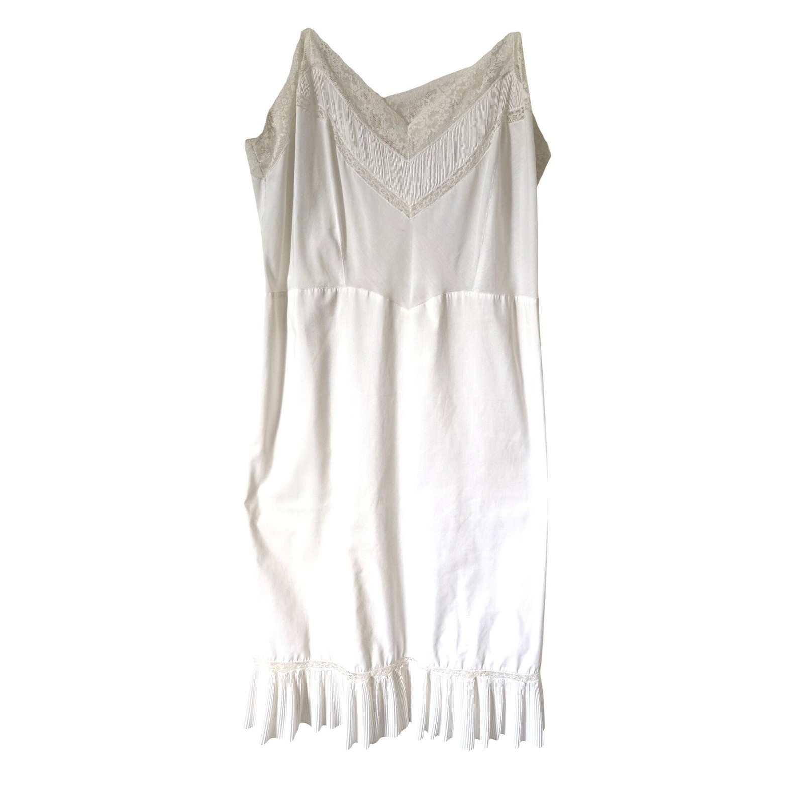 Vintage Barbizon Sorrento White Lace Pleated Slip Dress Zephaire Batiste Size 40