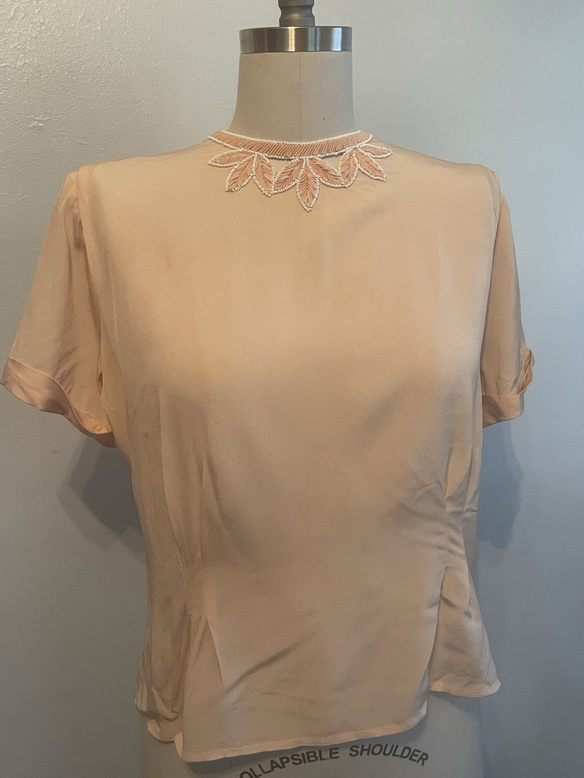 Petal Pink Late 1940s 40s Early 1950s 50s Rayon Blouse M L