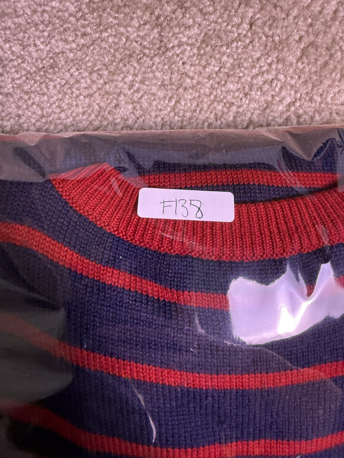 VTG Gloria Sachs Women Sweater Dress Sz Medium Merino Wool Blue Red Striped F138