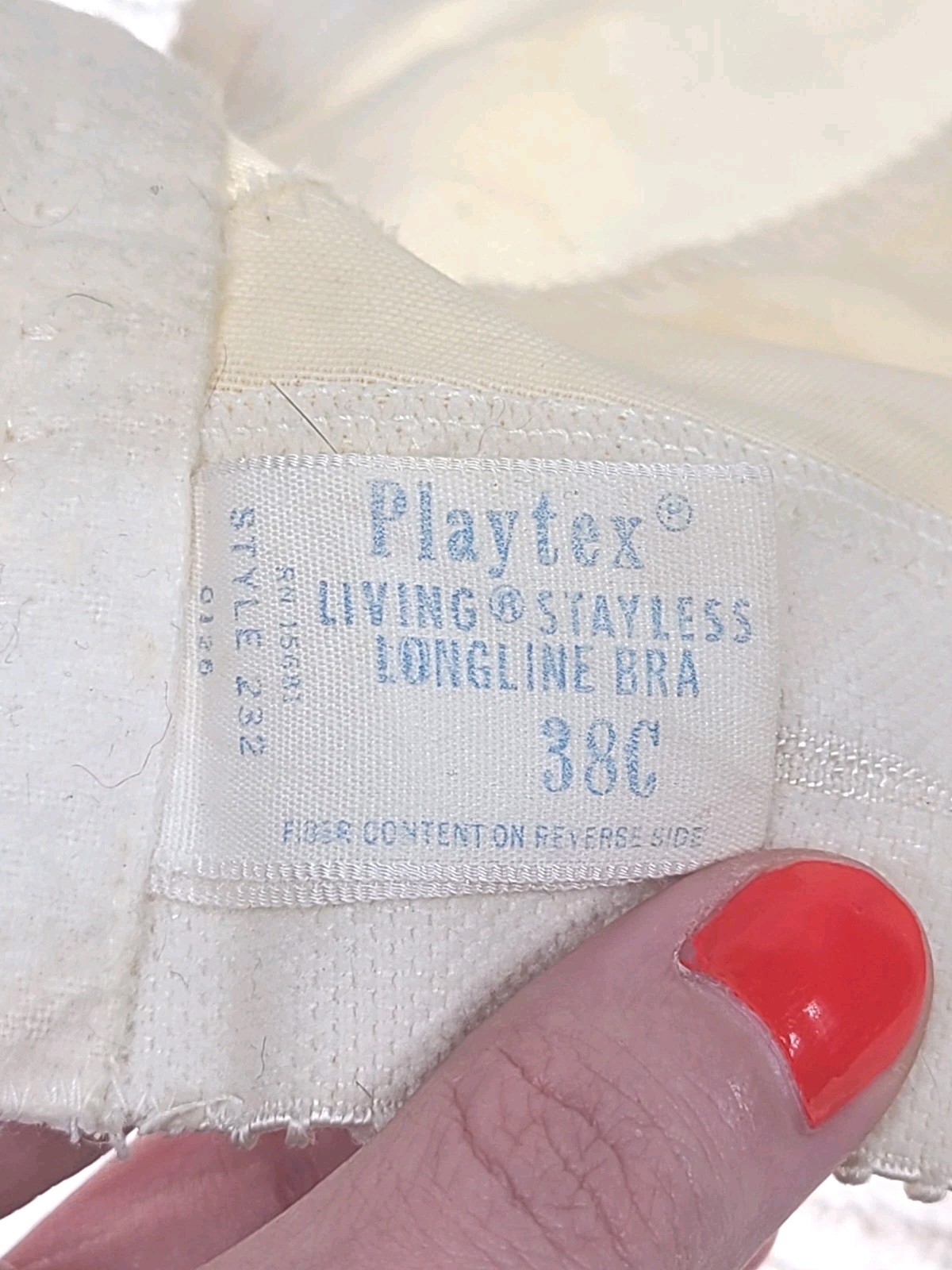 Vintage 1960s Longline Bullet Bra 38C Playtex Living Stayless Lace Mesh Pinup