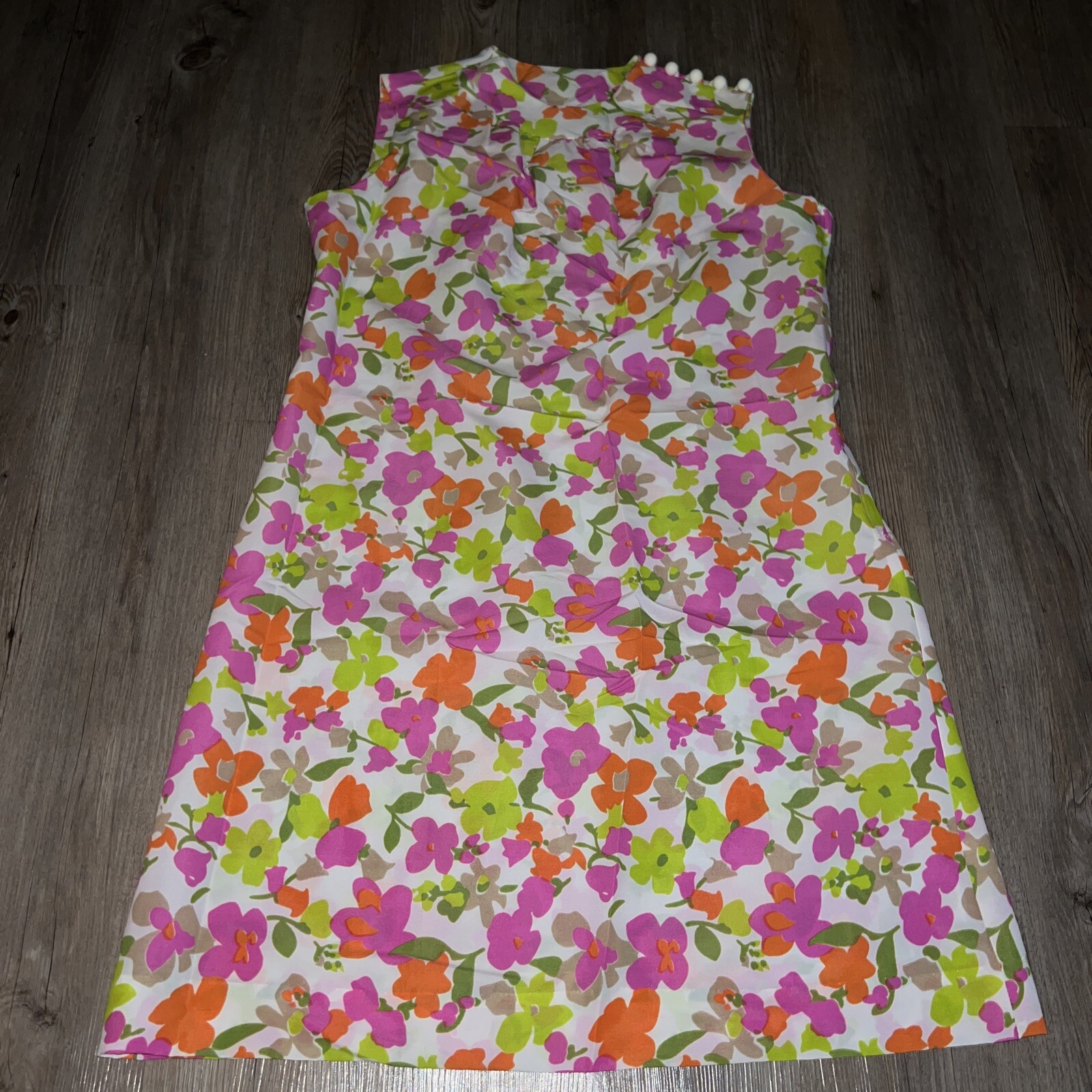 Vintage 1960s Dress Flower Power Neon Floral Mod Go Go Mini 60s Hippie Mint Cond