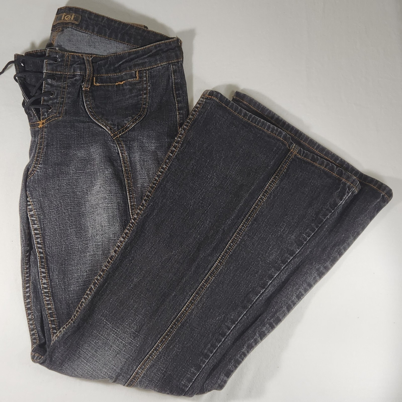 Vintage Distressed 90s LEI Flare Dark Blue Jeans Size 12
