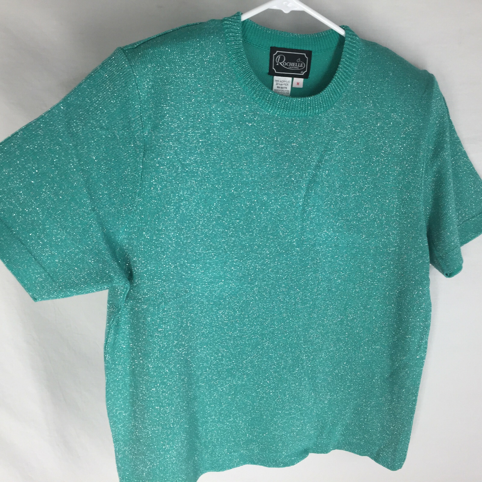 NEW VTG Rochelle California Sweater Size Medium Shoulder Pads Pinup Retro Green