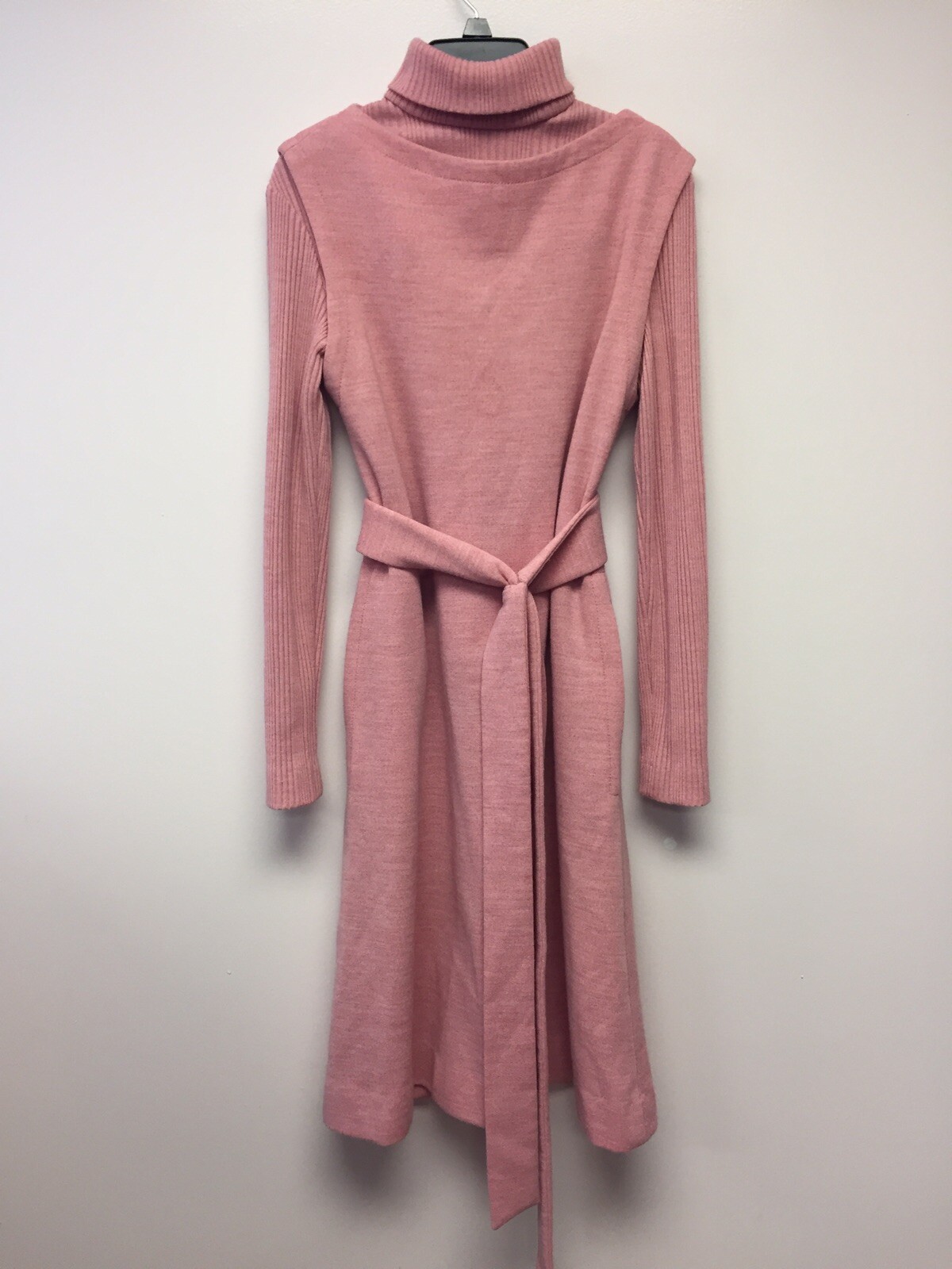 Nancy Greer New York Pink Belted Turtleneck Sweater Dress Combo S M Vintage