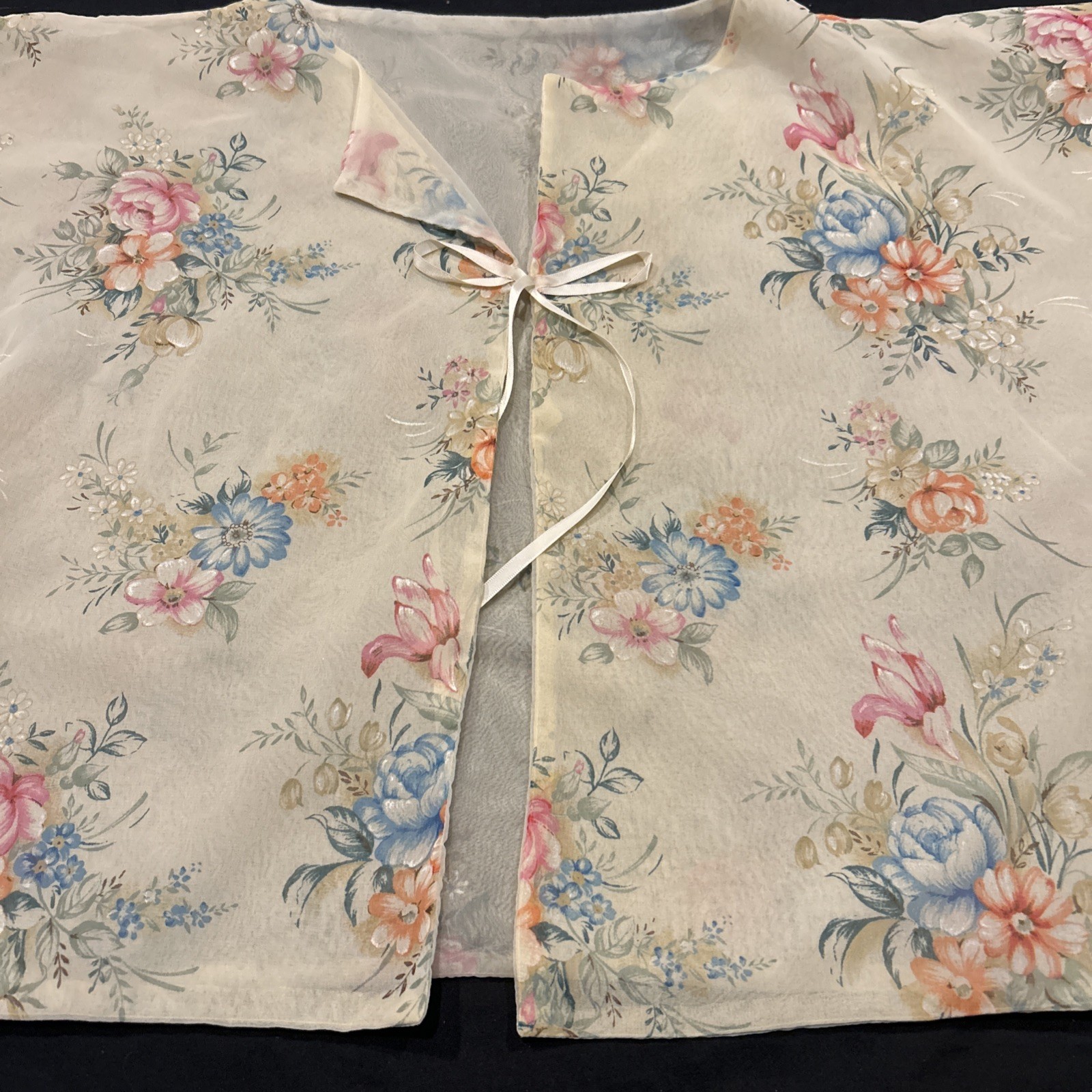 Vintage Women’s Floral Sheer Jacket Lightweight Sheer Layer Handmade A22