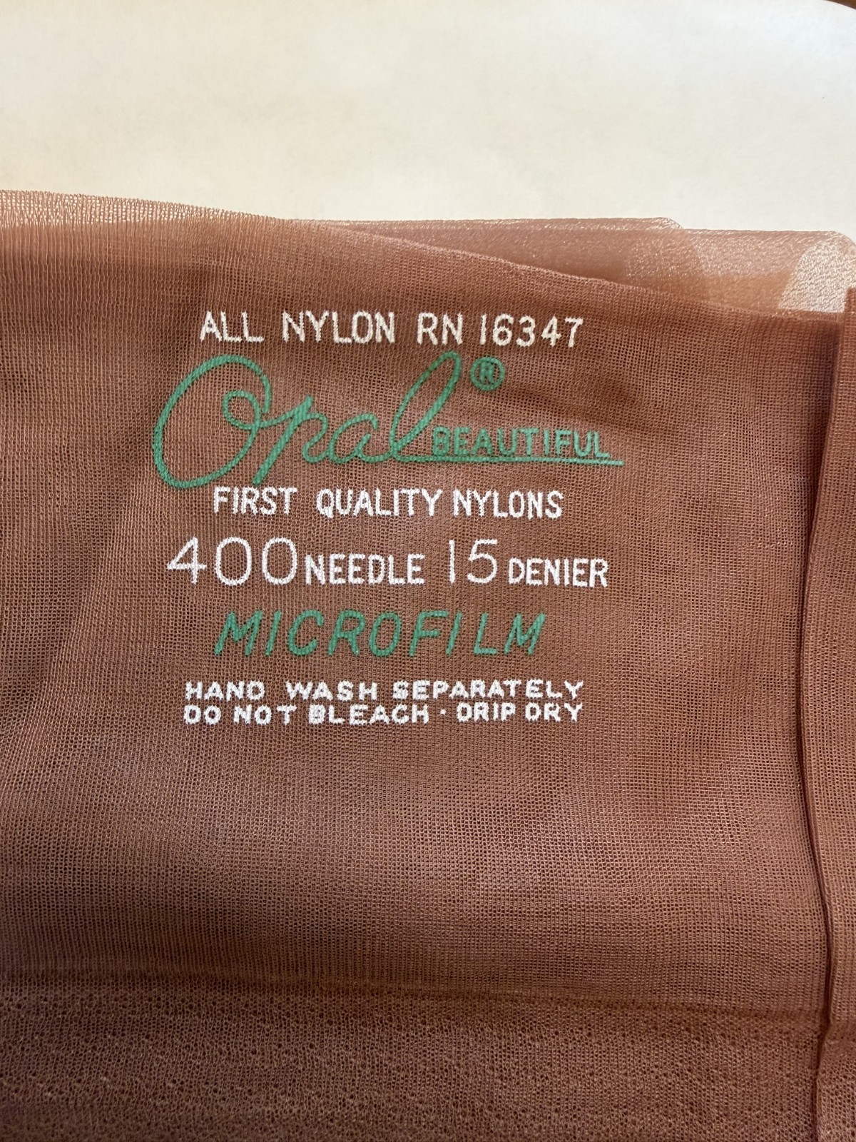 2 Pair Vintage Opal Beautiful Nylon Mesh Stockings Size 11/36 NOS