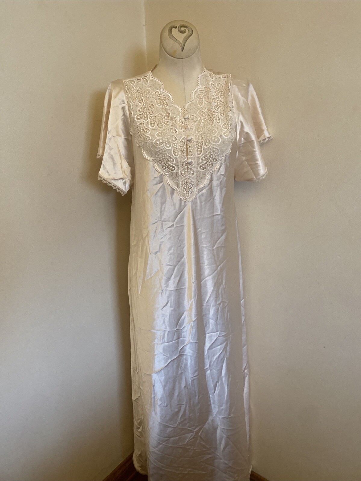 Vtg.FM Lingerie Nightgown Sleepwear Silky Lace Size Petite Small New
