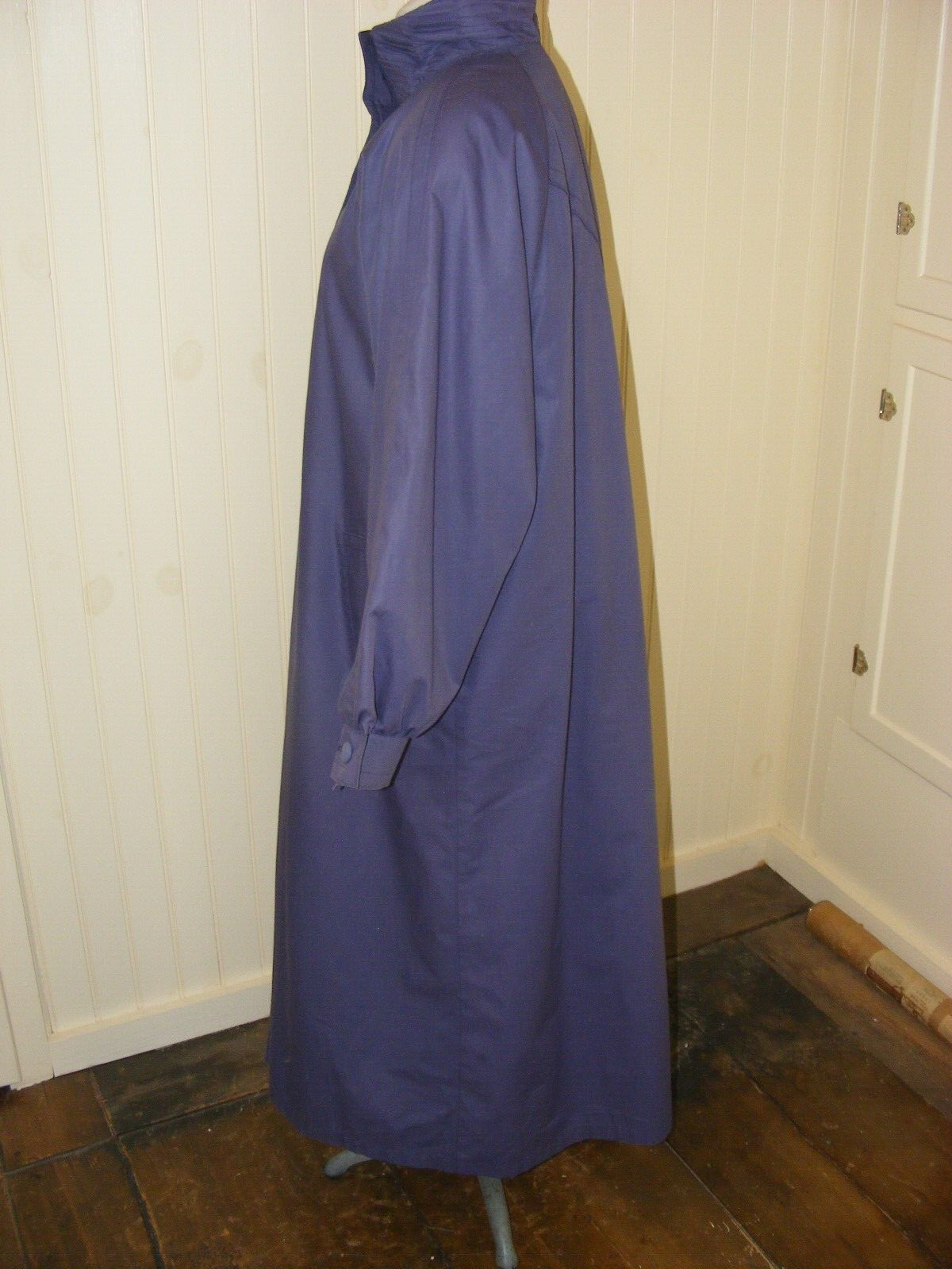 80S TRENCH COAT LONDON FOG WOMENS PLUM PURPLE WOOL LINED POLY COTTON FULL LENGTH