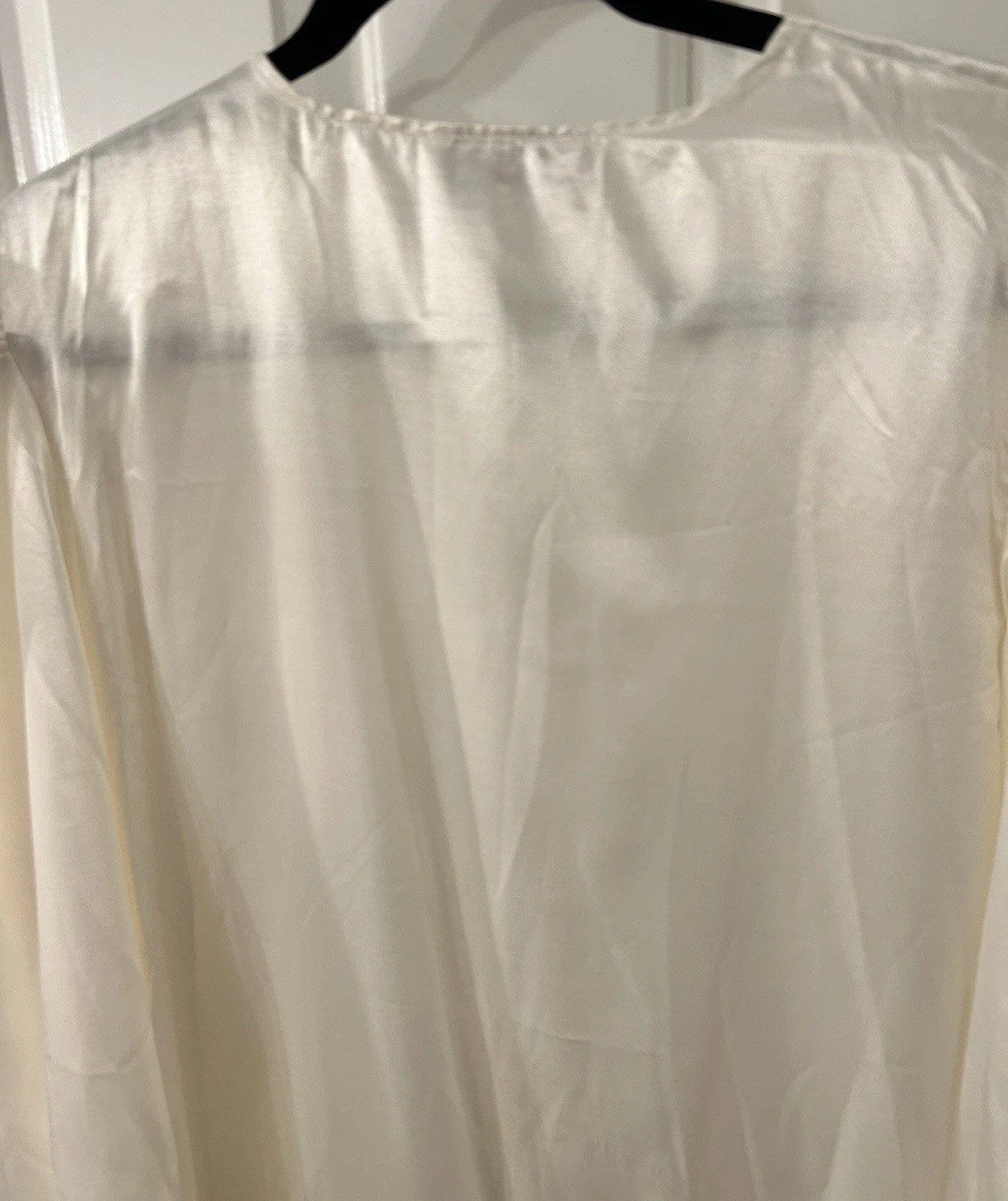 Vintage ALLISON RHEA Women’s Size L Ivory Satin Nightgown, Lace Trim NEW