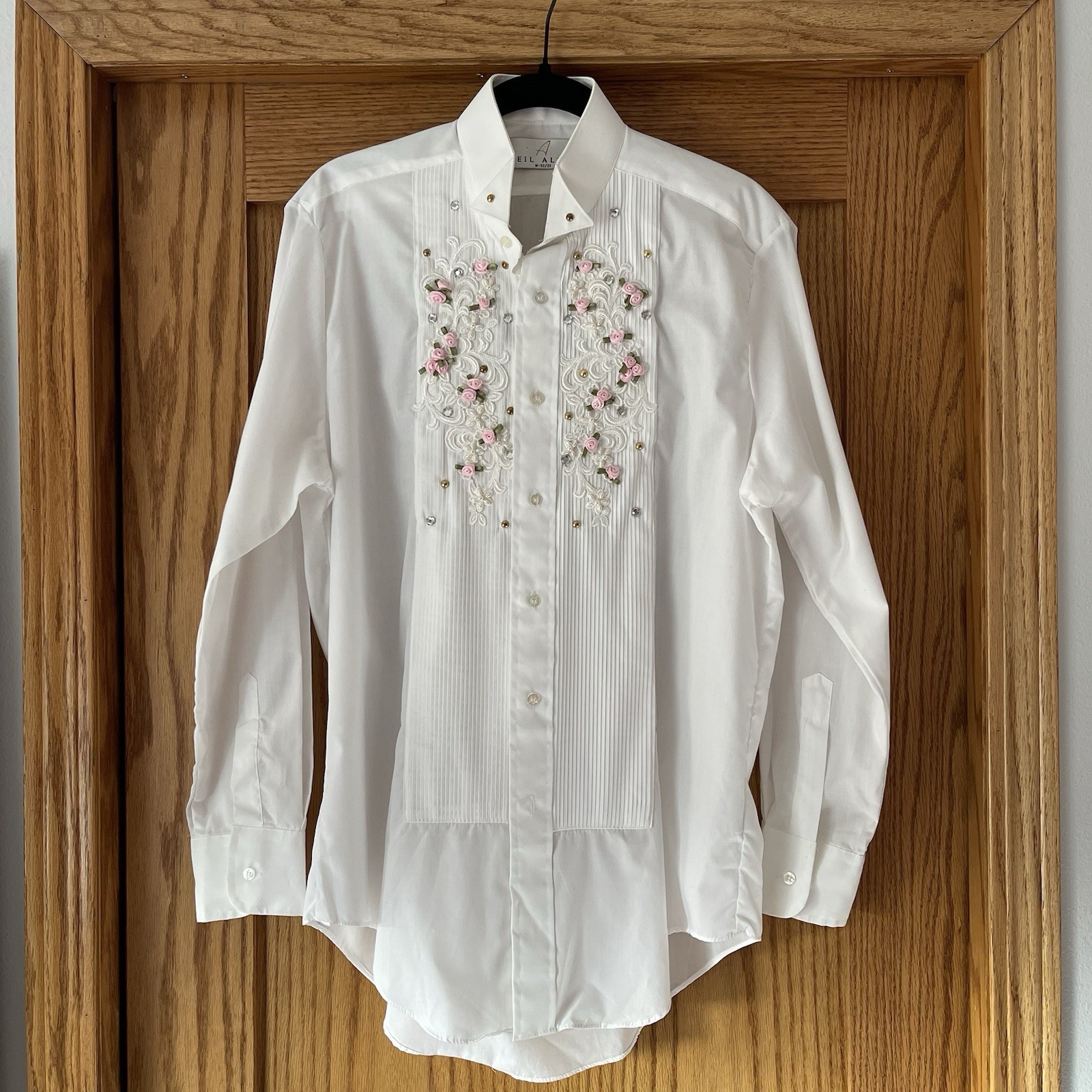 Vintage Rodeo Queen Western Pageant Shirt Floral Beaded Rhinestone Embellished