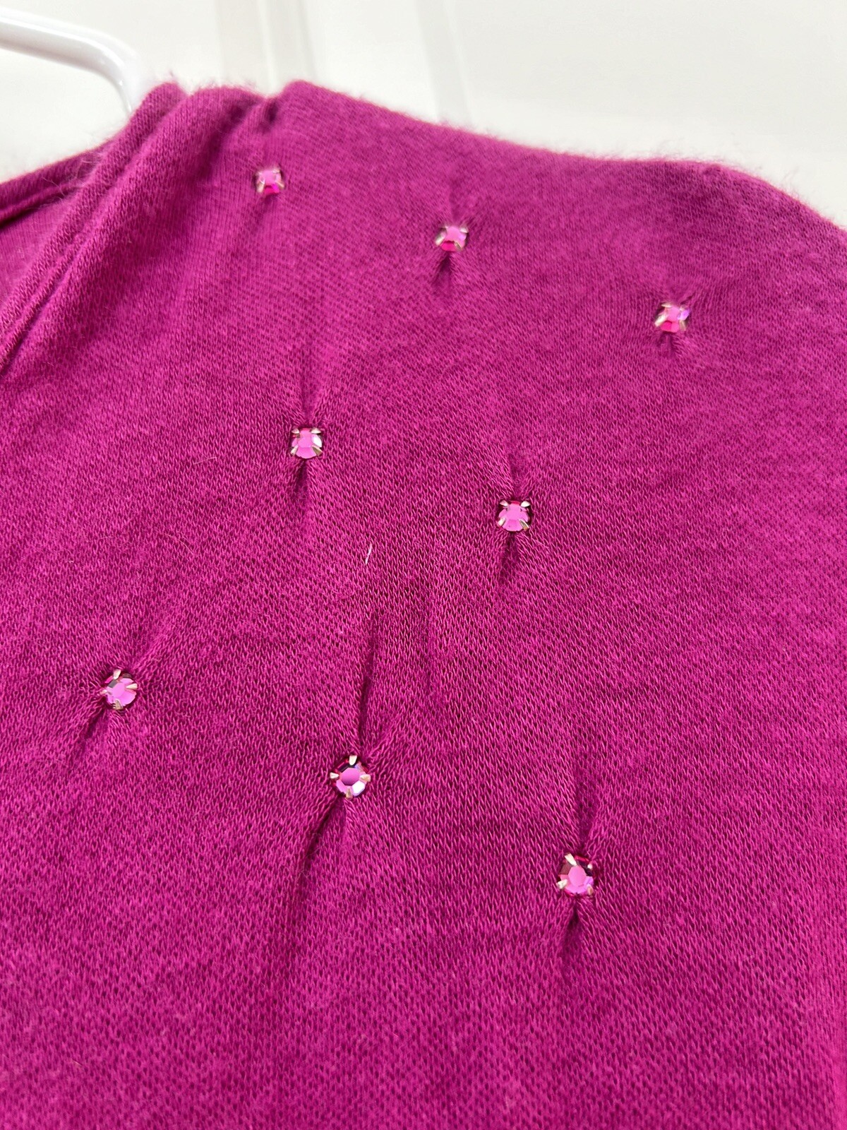 VINTAGE Stretch Waist Knit Dress Sparkle Shoulder Detail S/M BOLD Purple Color
