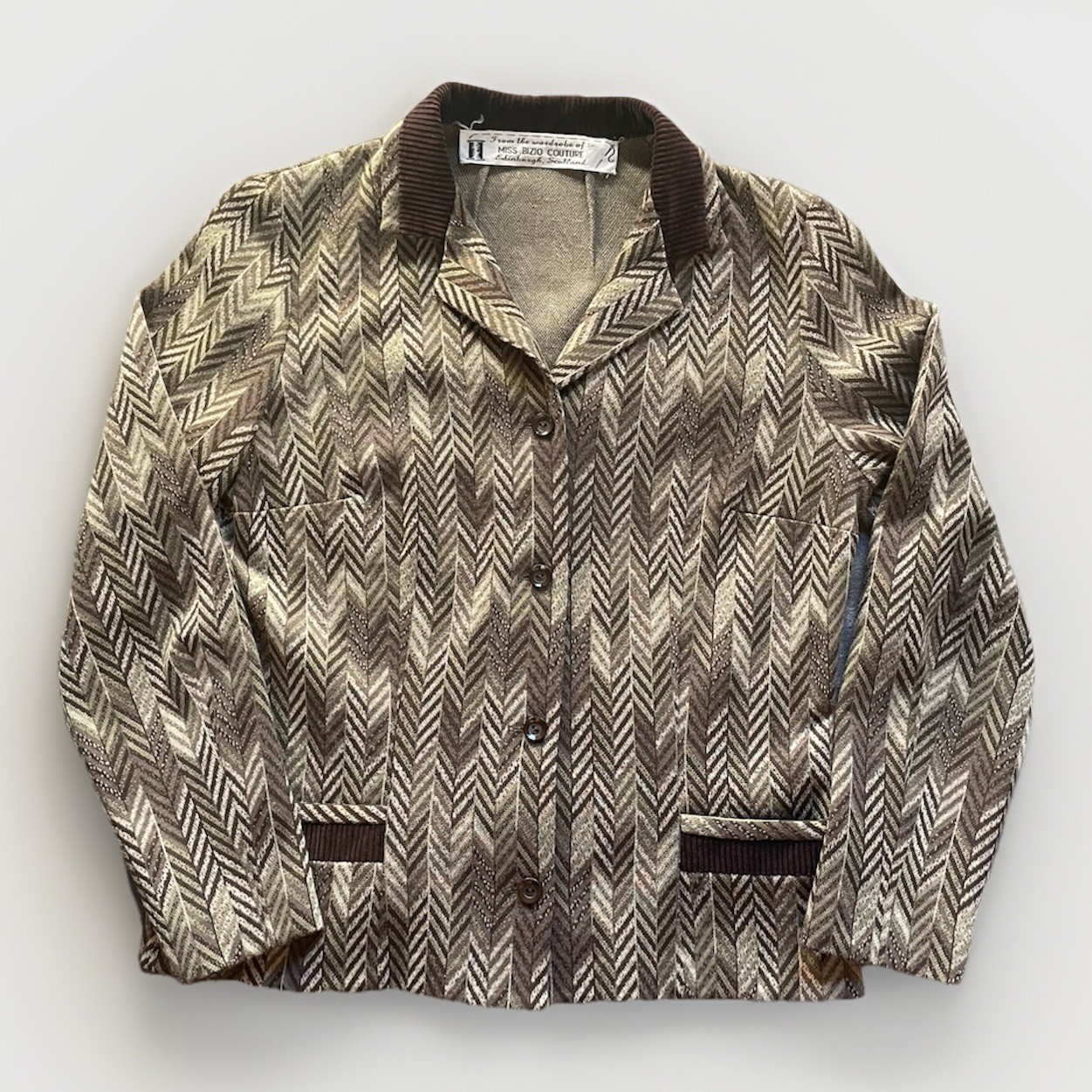 Vintage Miss Bizio Couture Blazer Herringbone Corduroy Jacket Edinburgh Scotland