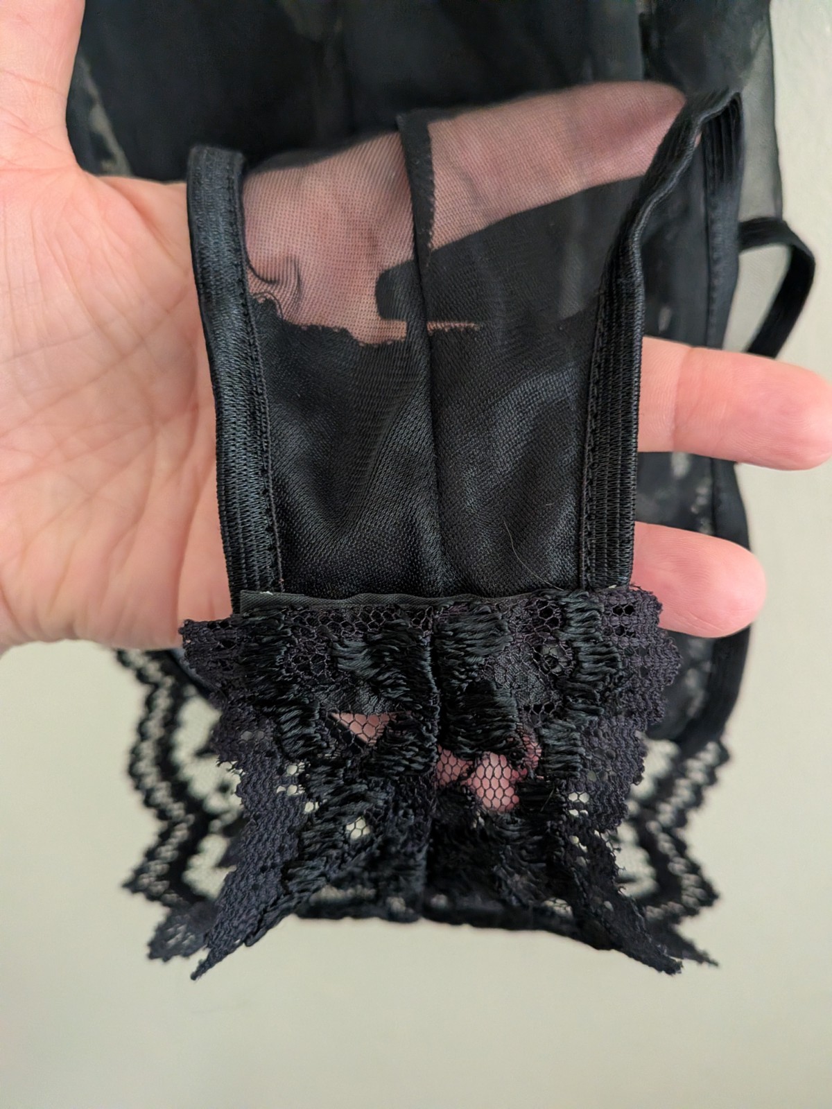 Vintage Cinema Etoile Lace Teddy Bodysuit Women’s Med Pleated Sheer Bow Lingerie