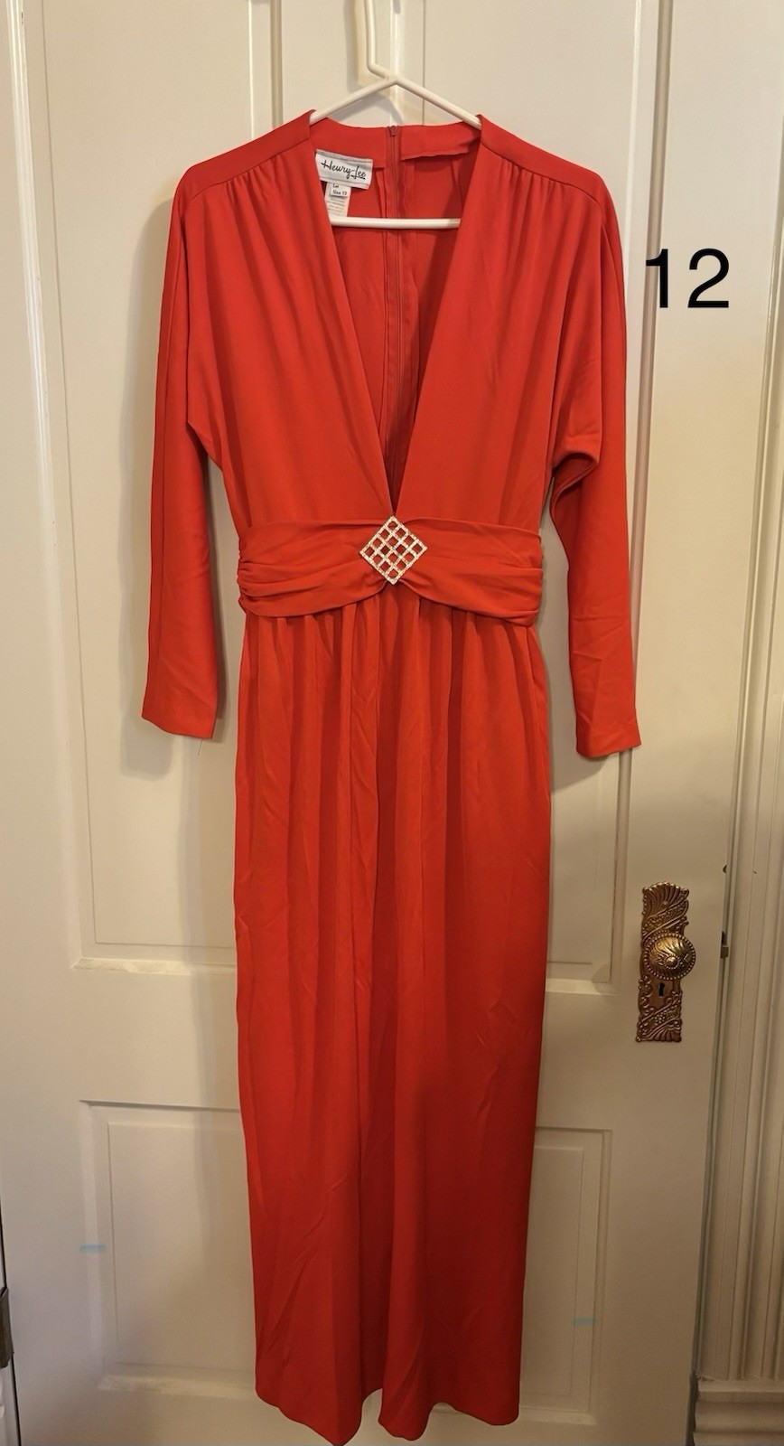 Gorgeous Vintage Red Evening Dress with Silver Accents by Henry Lee Size 12