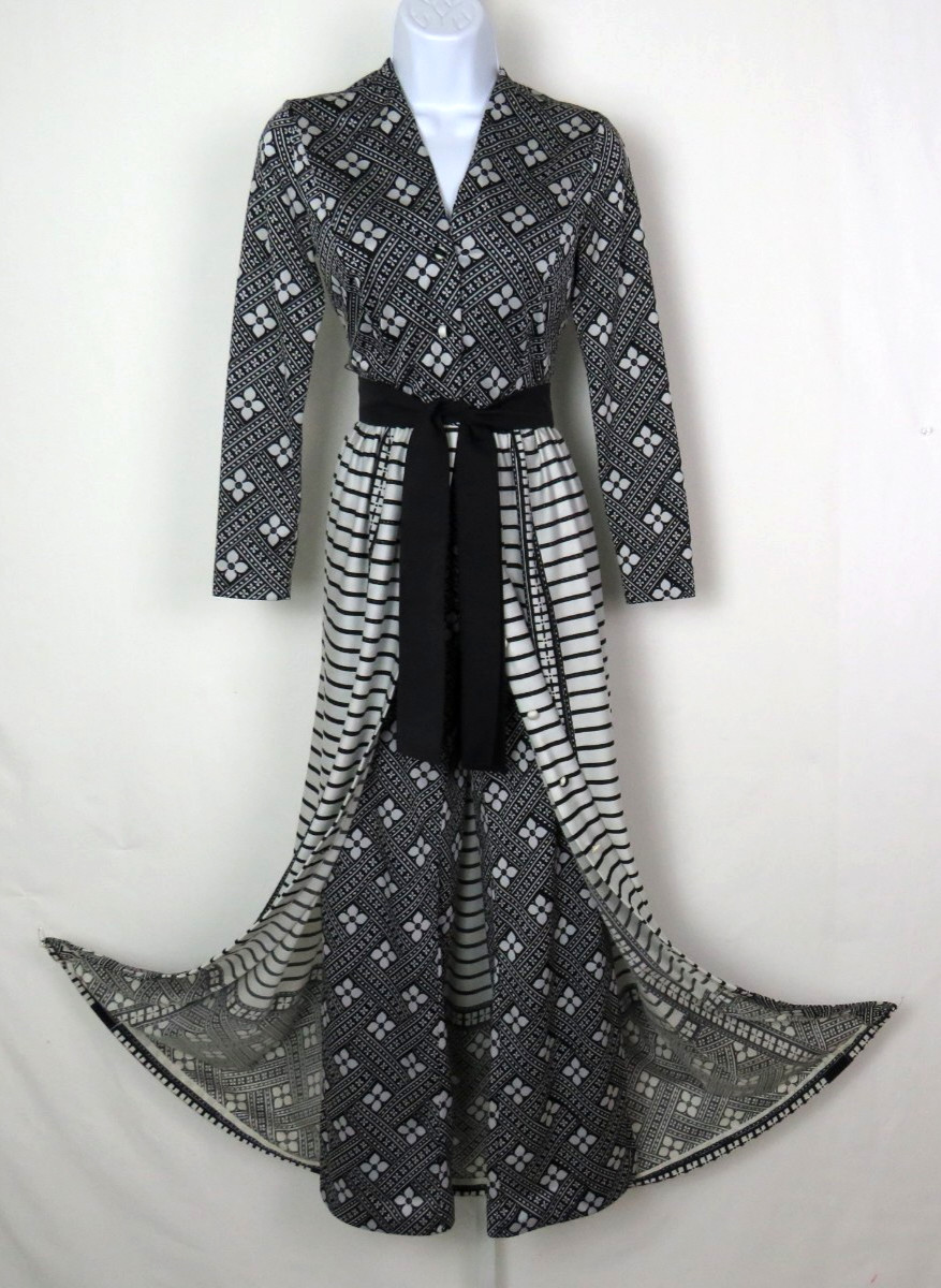 VTG 1970s LEONARD TUTTMAN MOD DRESS & PANTS BLACK WHITE GRAY SIZE 8 BELT
