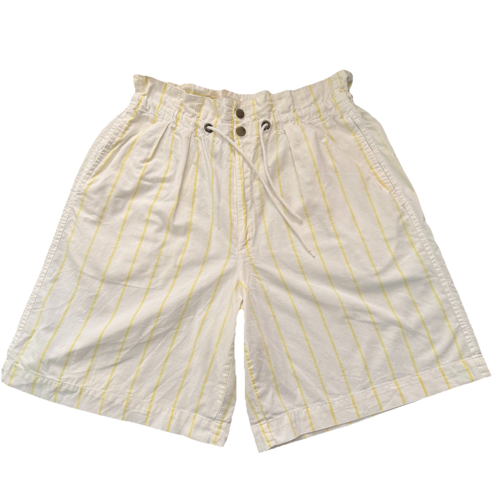Vintage 1980s Forenza High Rise White Yellow Stripe Shorts, Women’s Small