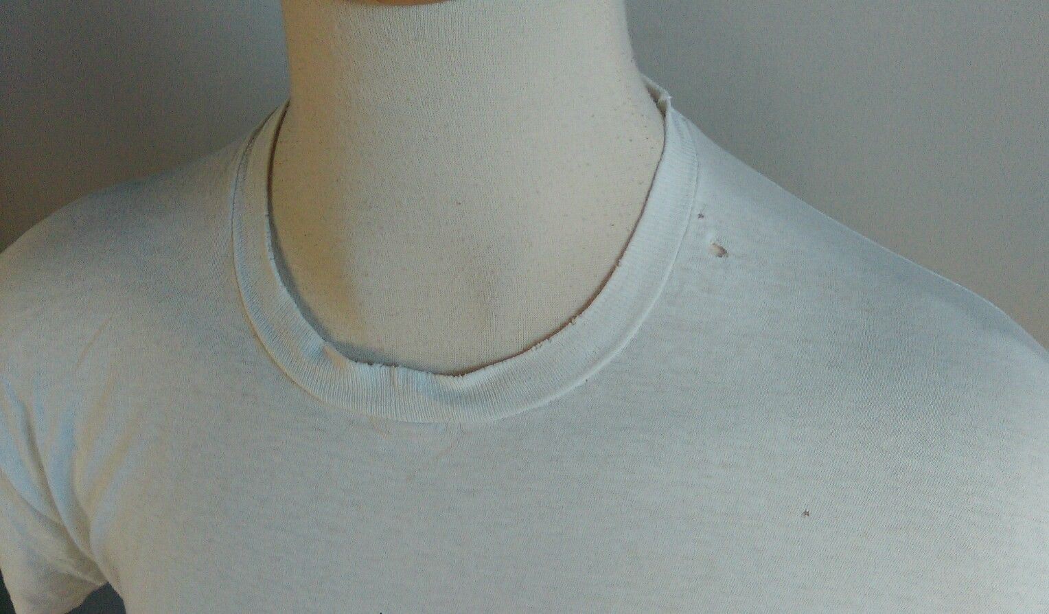 Sweet! Washed Burn Out Paper Thin Holes White Blank Distressed T Shirt L