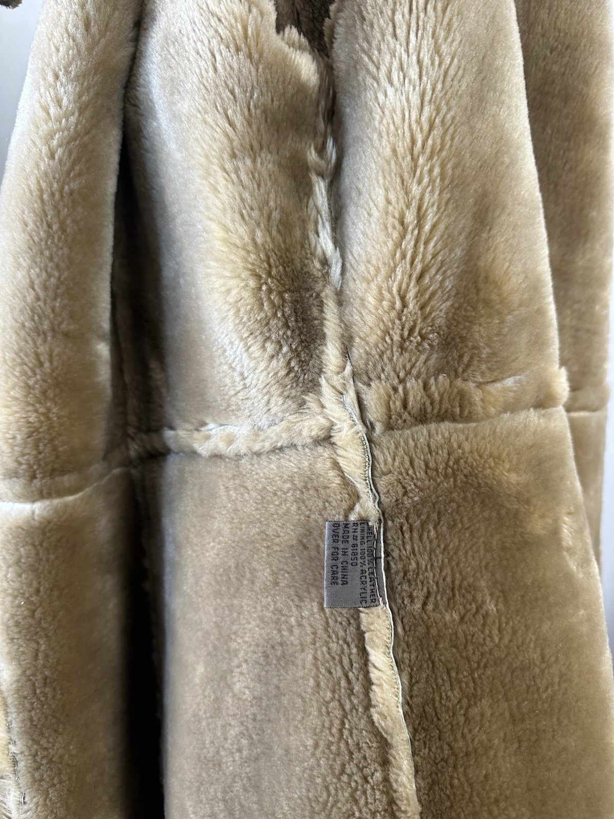 Vintage 70s style Hippie Faux Sheepskin Genuine Leather Long Coat Women’s Large