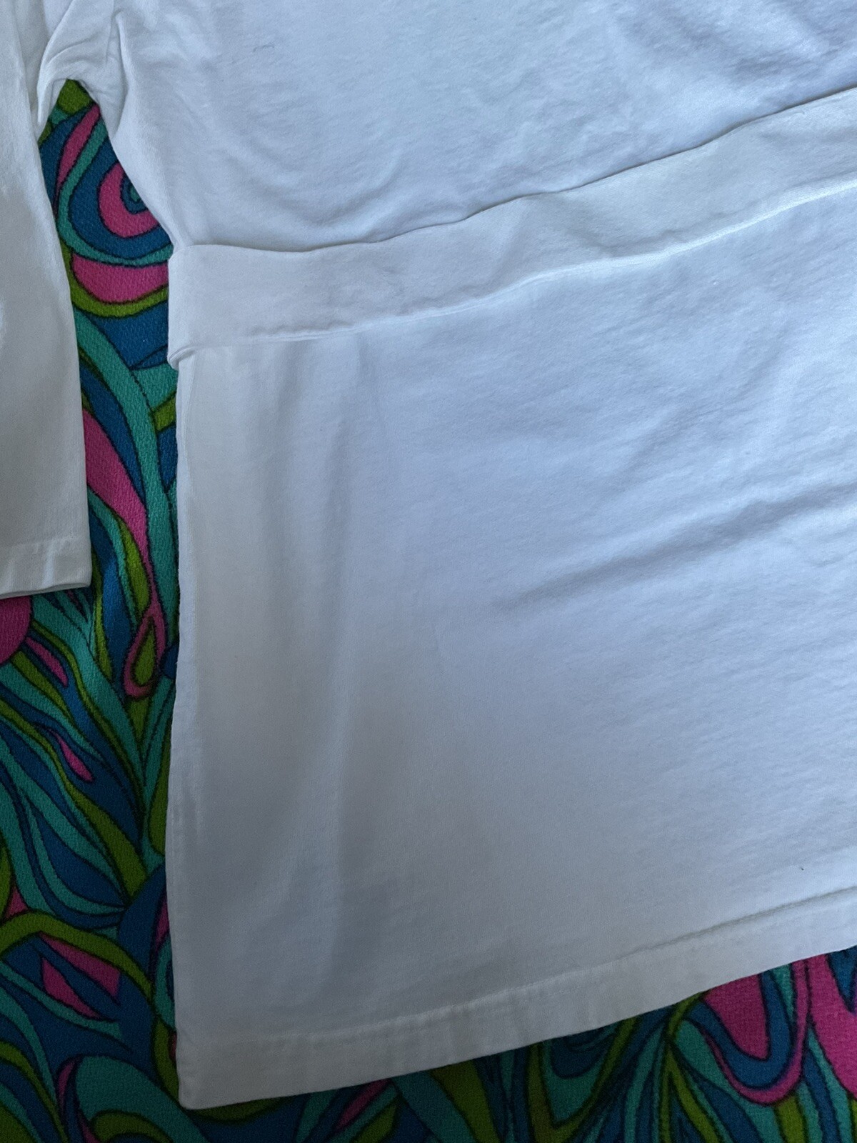 Vintage White DressyT-Shirt 3/4 Sleeve Metal Ring Matching Belt Newport News 90s