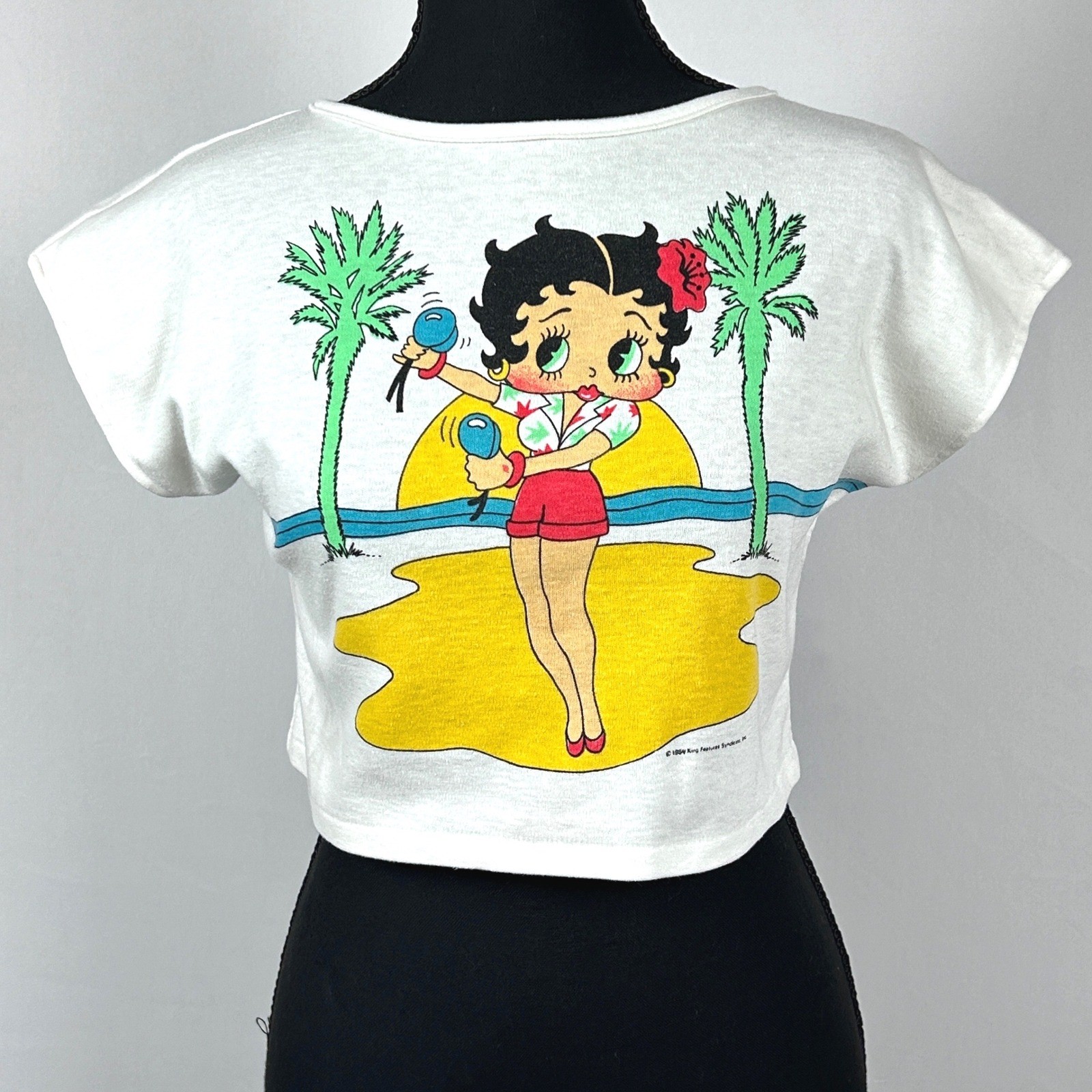 Vintage 1984 Betty Boop Maracas Crop Top Festival T-Shirt Women S/M Small Medium