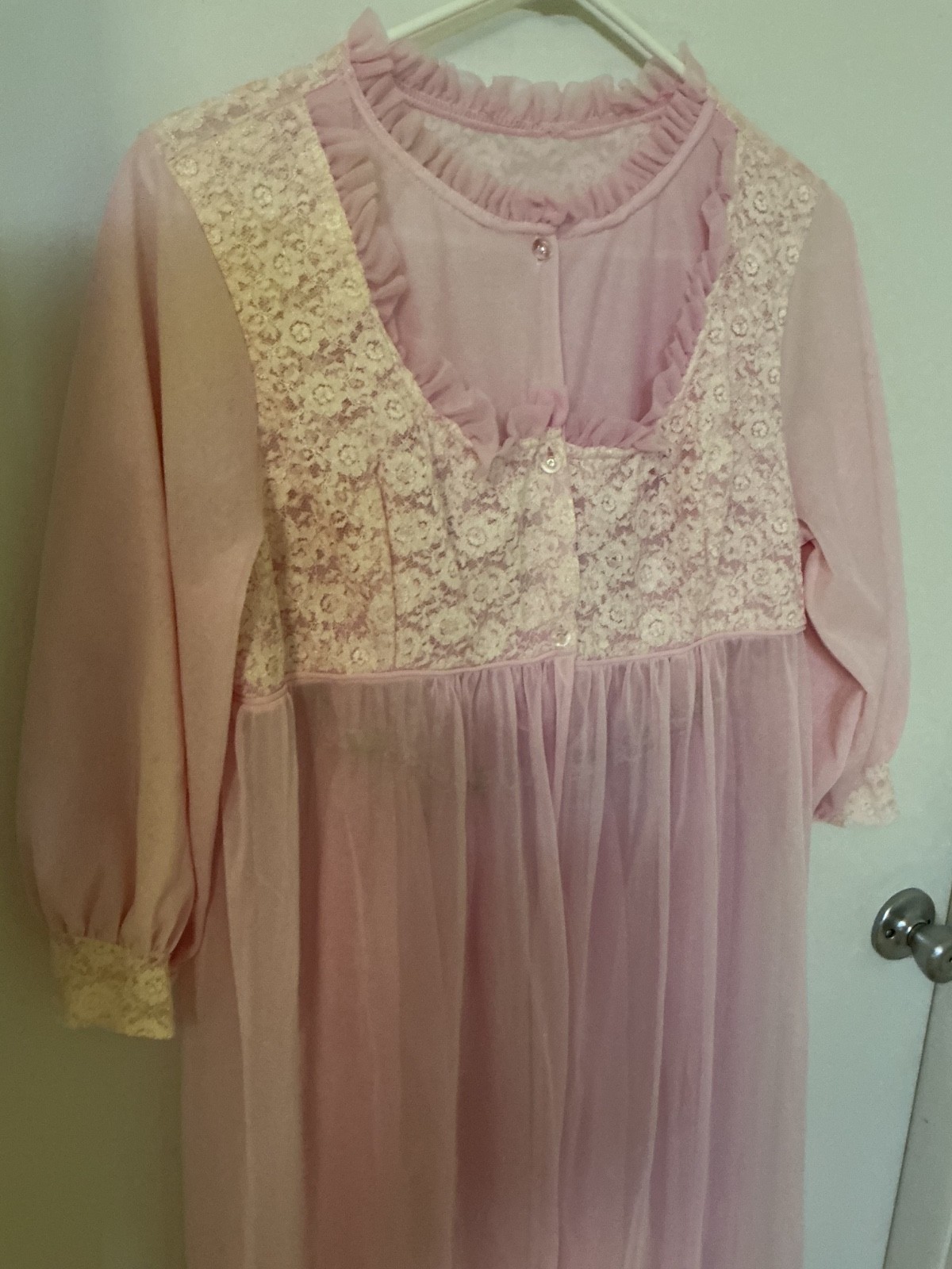 VINTAGE PEIGNOIR SET NYLON CHIFFON I DREAM OF JEANIE STYLE NIGHTGOWN UNION MADE