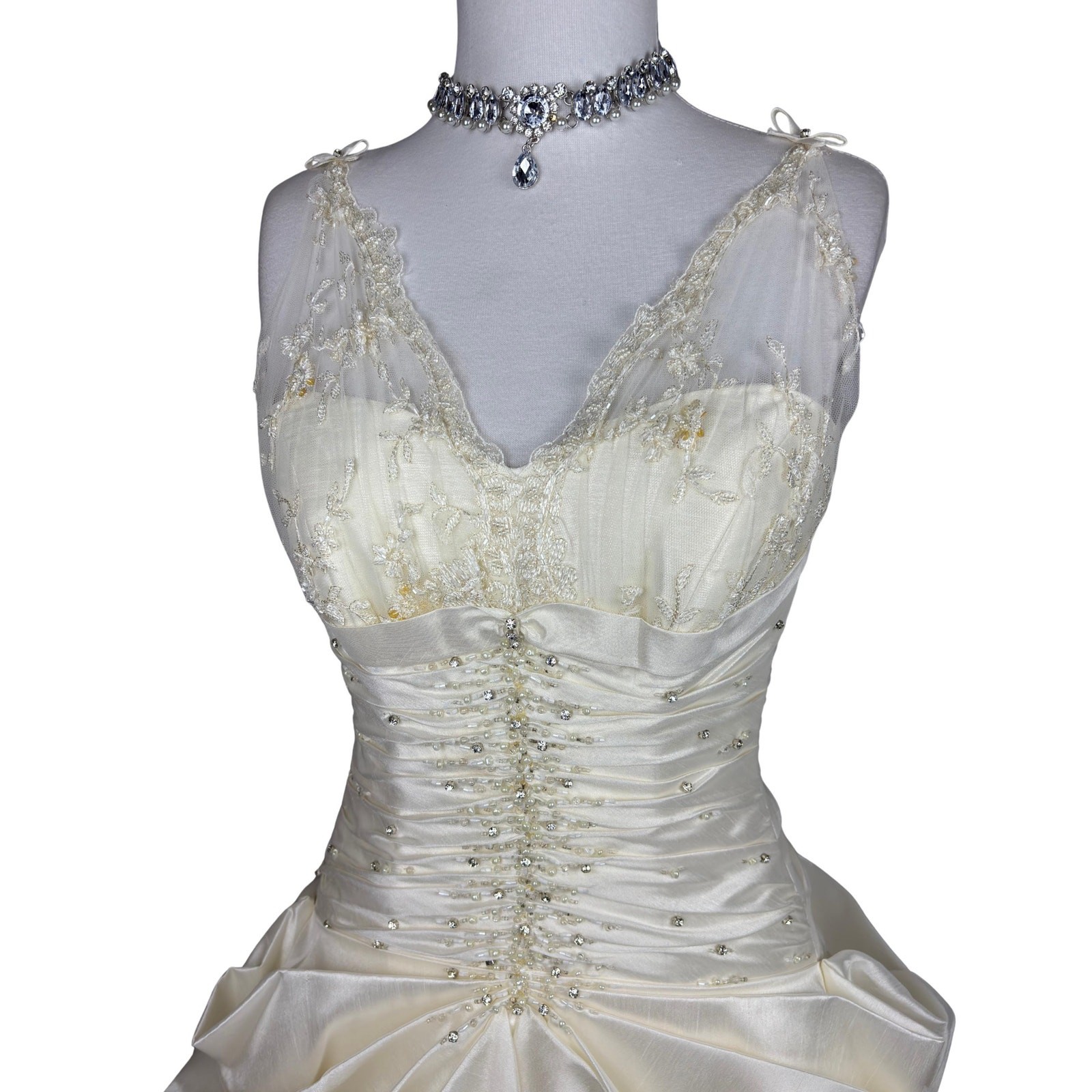 Vintage Romantic Wedding Dress With Veil Ivory Corset Bridal Gown Lace Fairycore