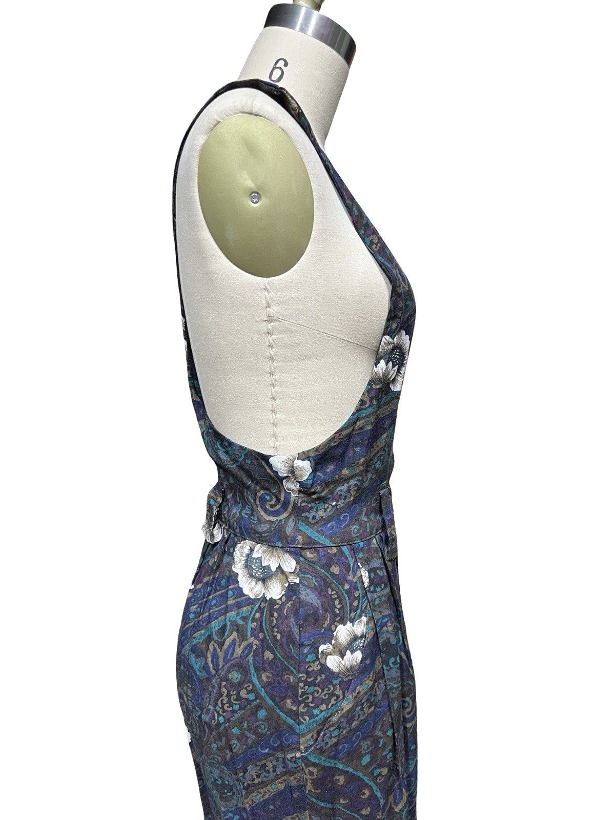 Vintage Outback Red Purple Blue Rayon Paisley Pinafore Dress Sz 4 USA