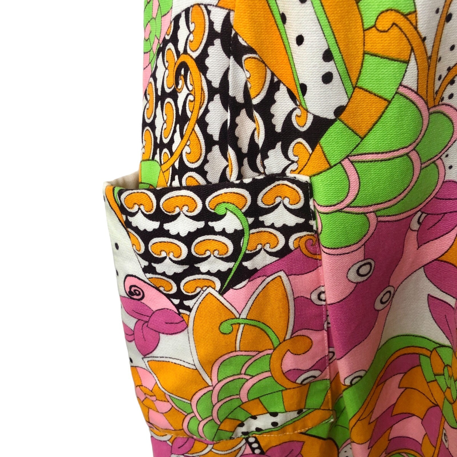 Evelyn Pearson Womens Vintage 60s Wrap Lounge Dress Medium Pink Green Mod Maxi