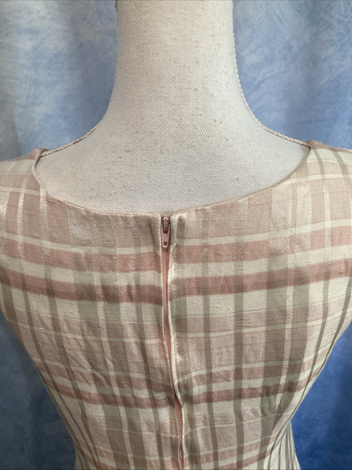 Vtg 90s Does 60s Casual Corner Annex Plaid Shift Dress Petite 8P Pink Mod Retro