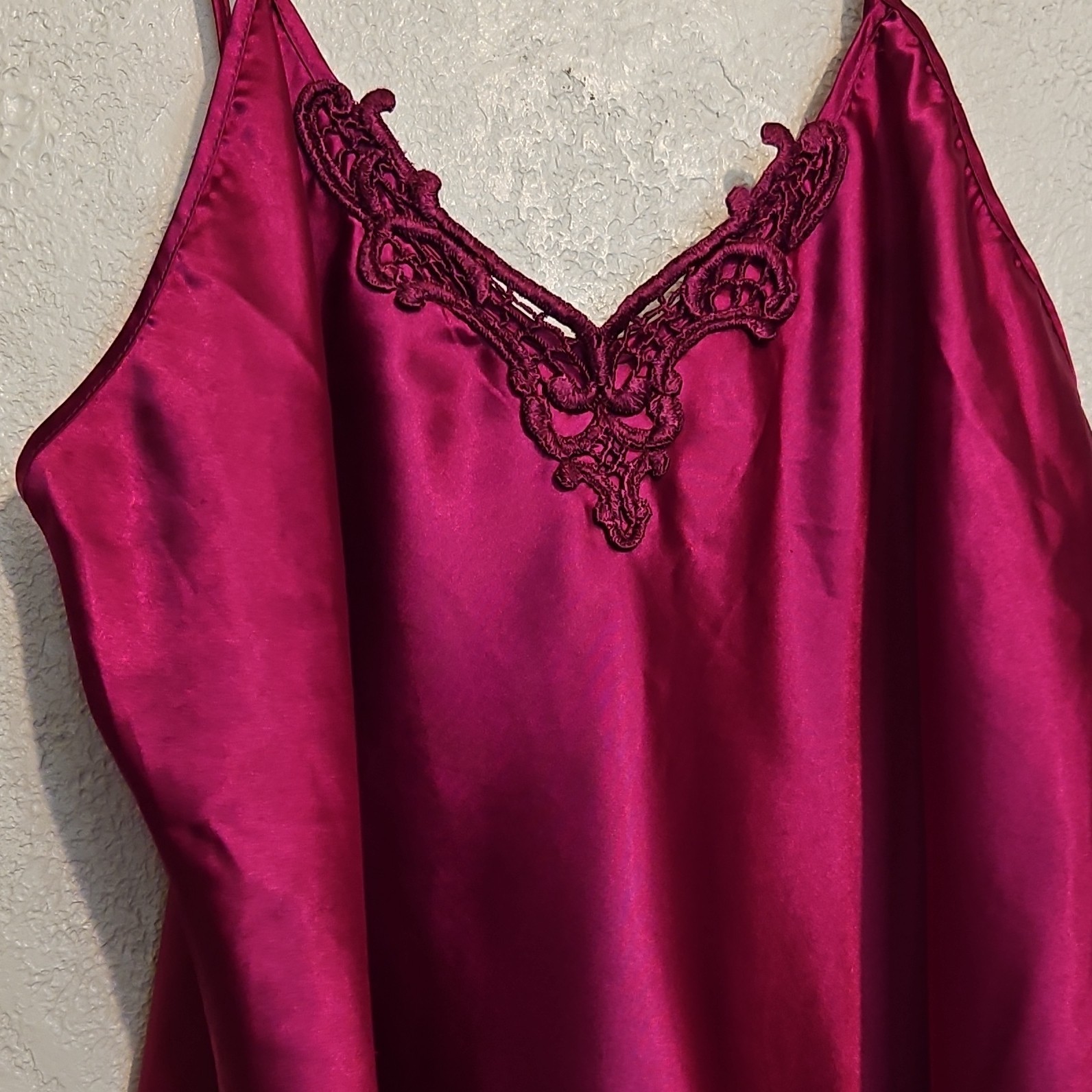 Vtg Satin-like Magenta Whimsygoth Fairycore Sleepdress Basic Edition Intimates
