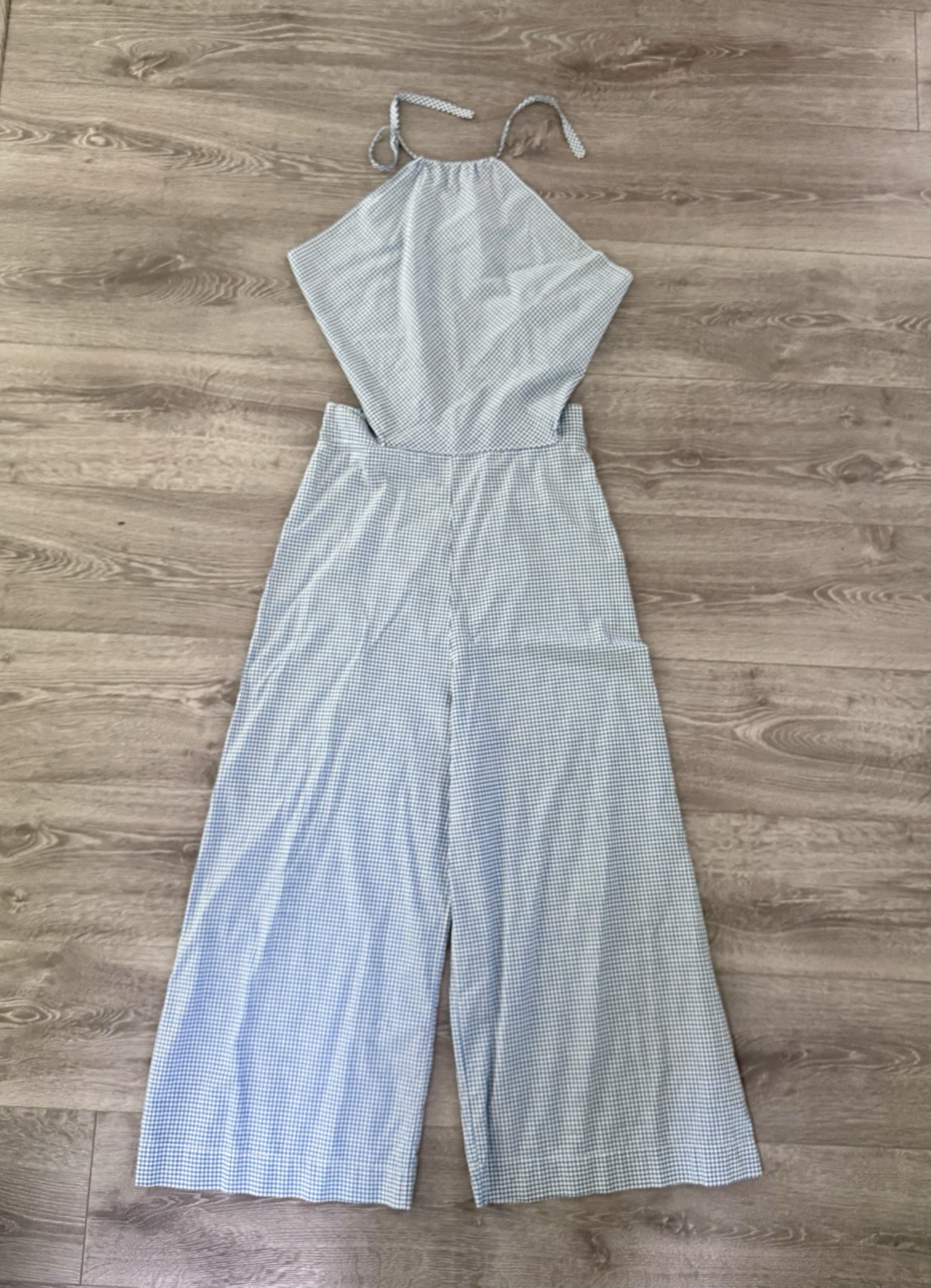 Vintage 1930s AS-IS Beach Pajamas Blue Gingham Cotton Jumpsuit M/L