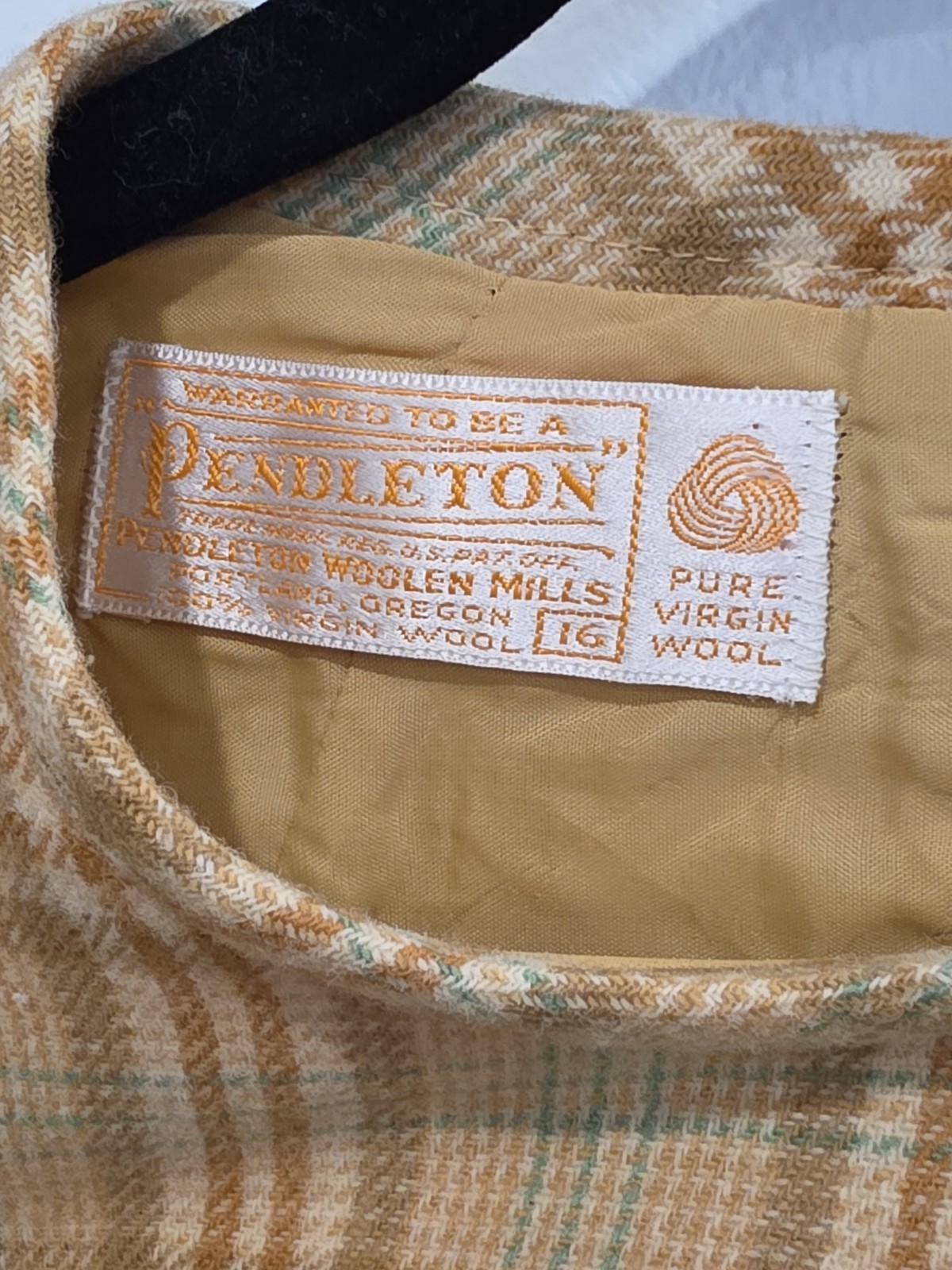 Vintage Pendleton Plaid Yellow Wool Shift Dress Vintage Size 16 Modern Size 8-10