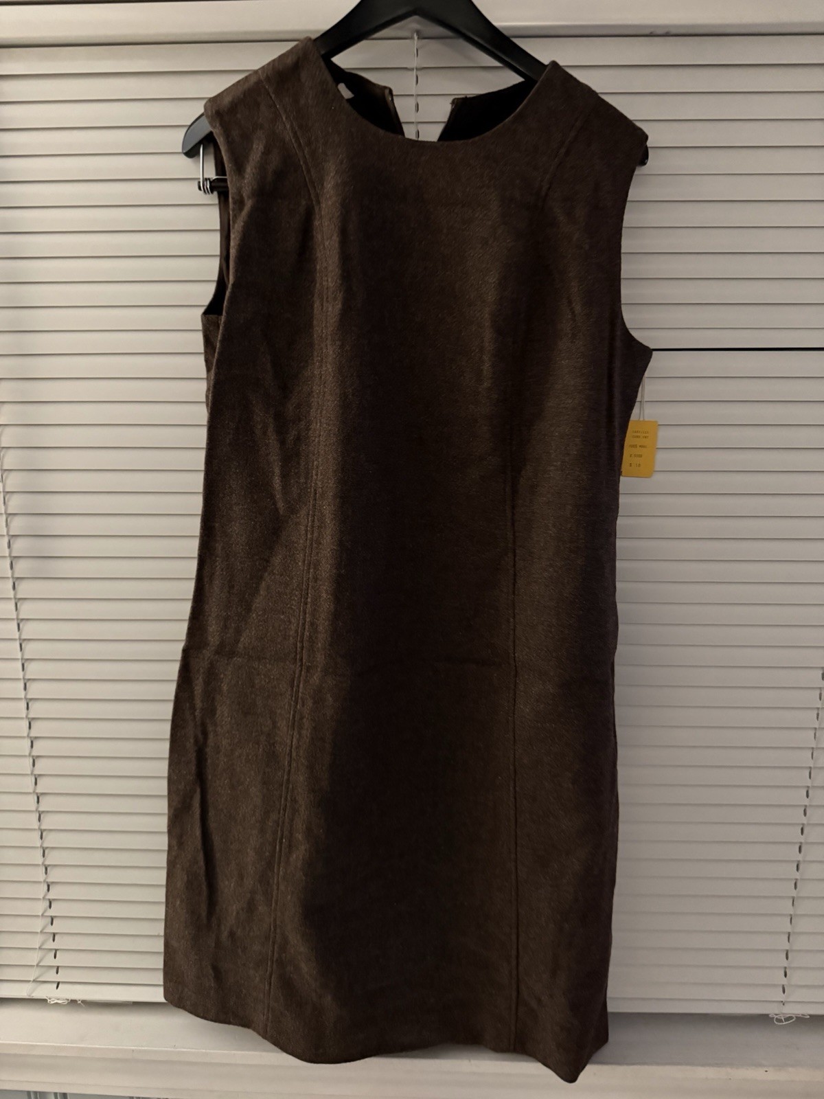 Vintage NOS 1960s Chocolate Brown Wool Dress Size 18
