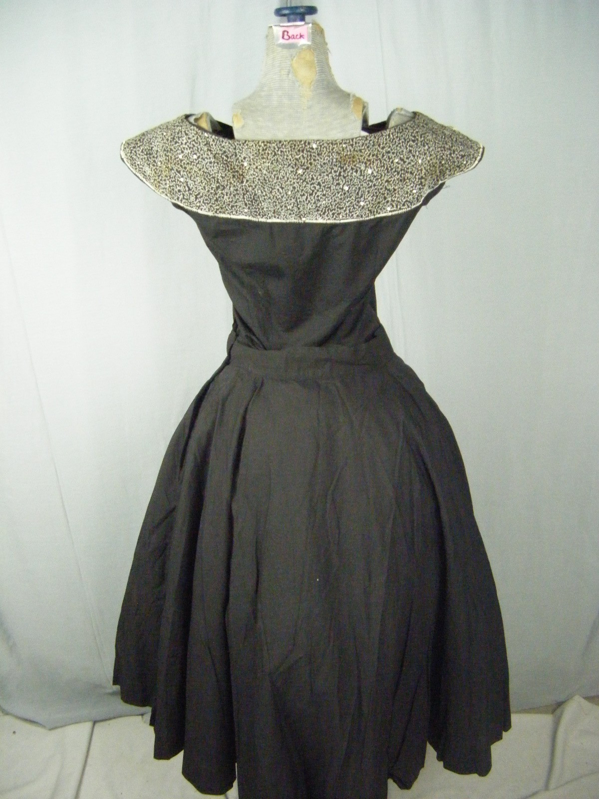 LAB-MEX Vtg 50s Black White Mayan Masks Top & Full Circle Skirt-Bust 39/Waist 28
