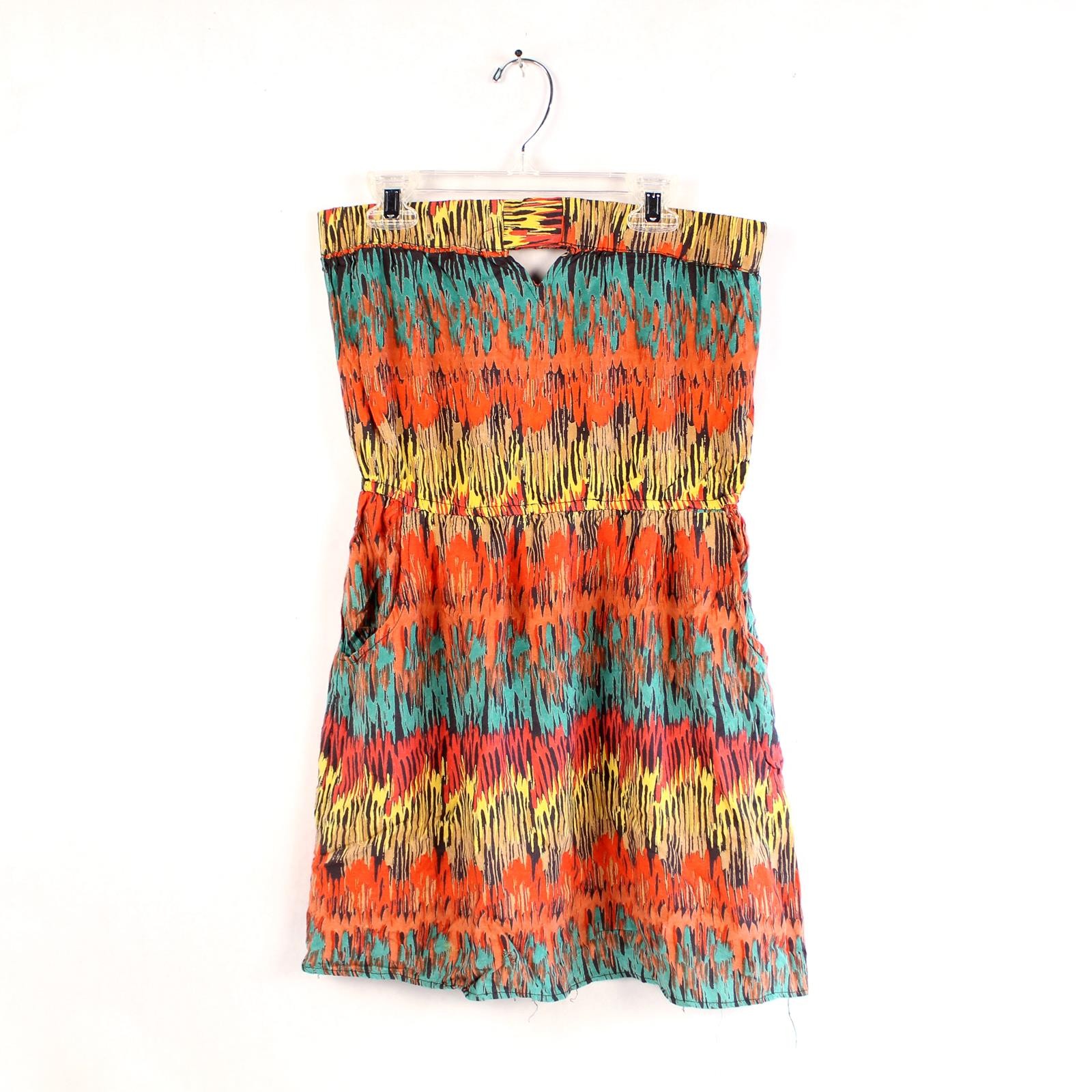 Vintage Angie Strapless Mini Dress Size M Cinched Waist & Pockets