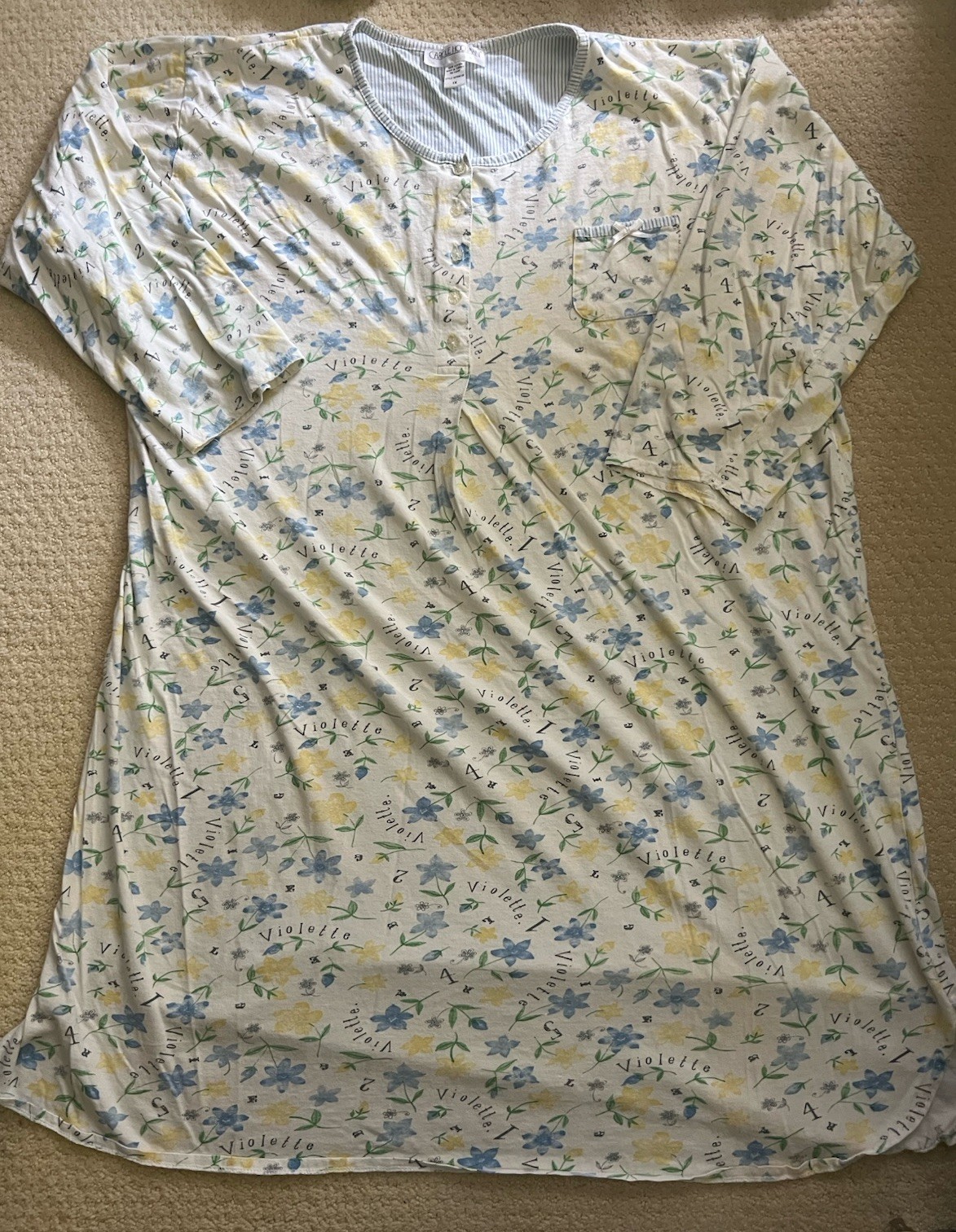 Vintage Carole Hochman 100% Cotton Floral Nightgown Sleepwear Grandmacore 1X XL