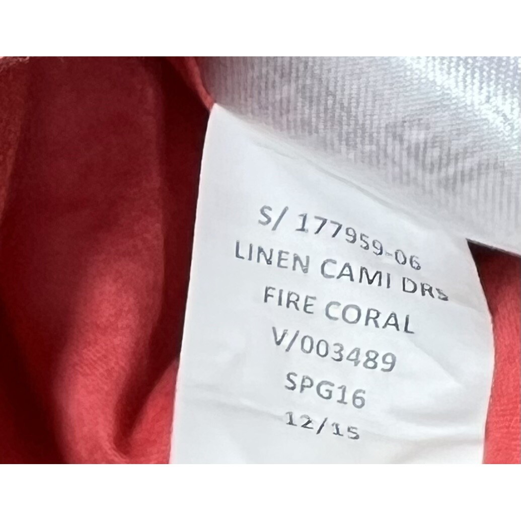 Gap Linen Cami Dress Womens Size 2 Fire Coral Lined Pockets Racerback A-Line
