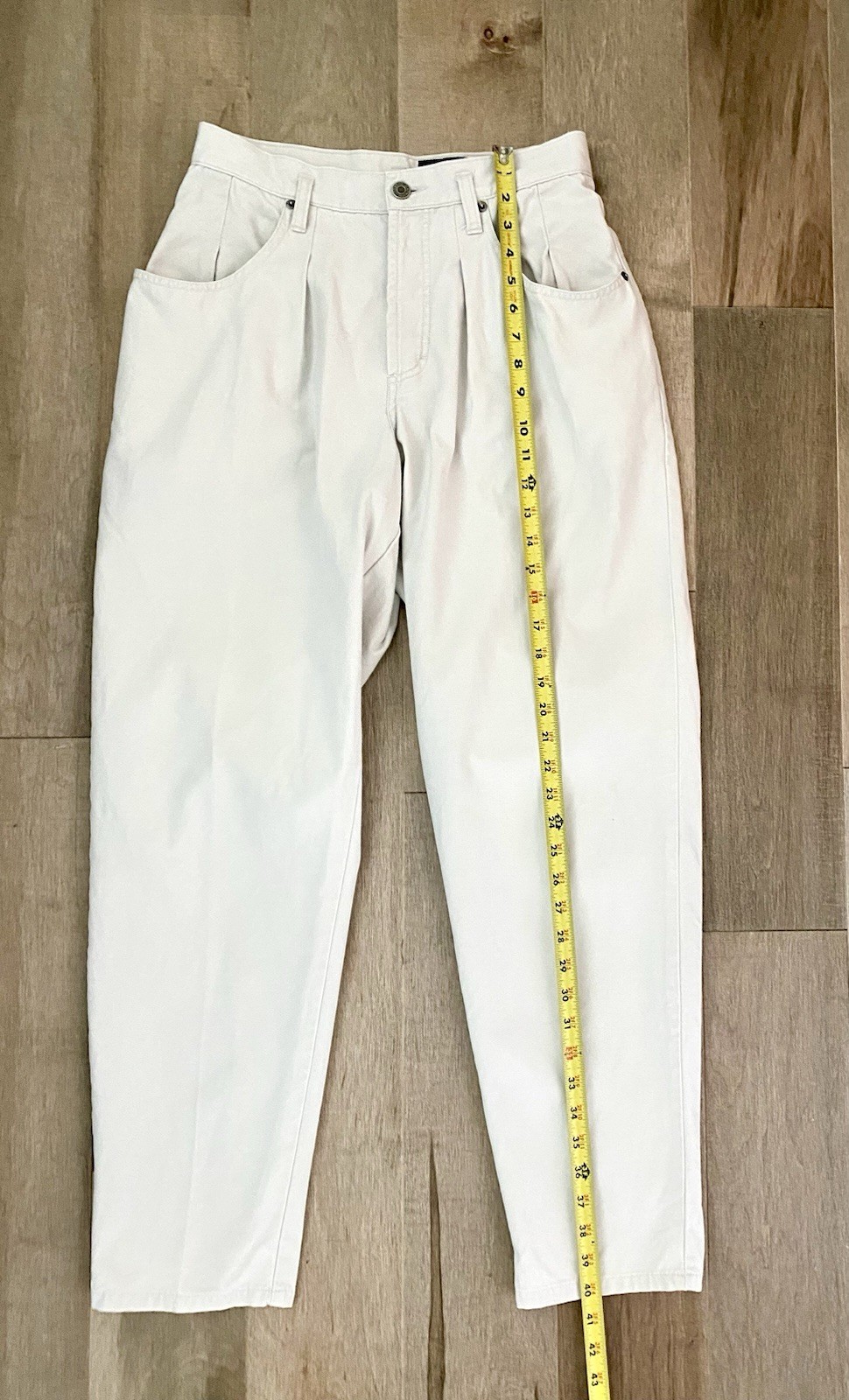 Vintage 90s Gap Chinos Womens 9/10 28×29 Tapered High Waist Mom Off White Cotton