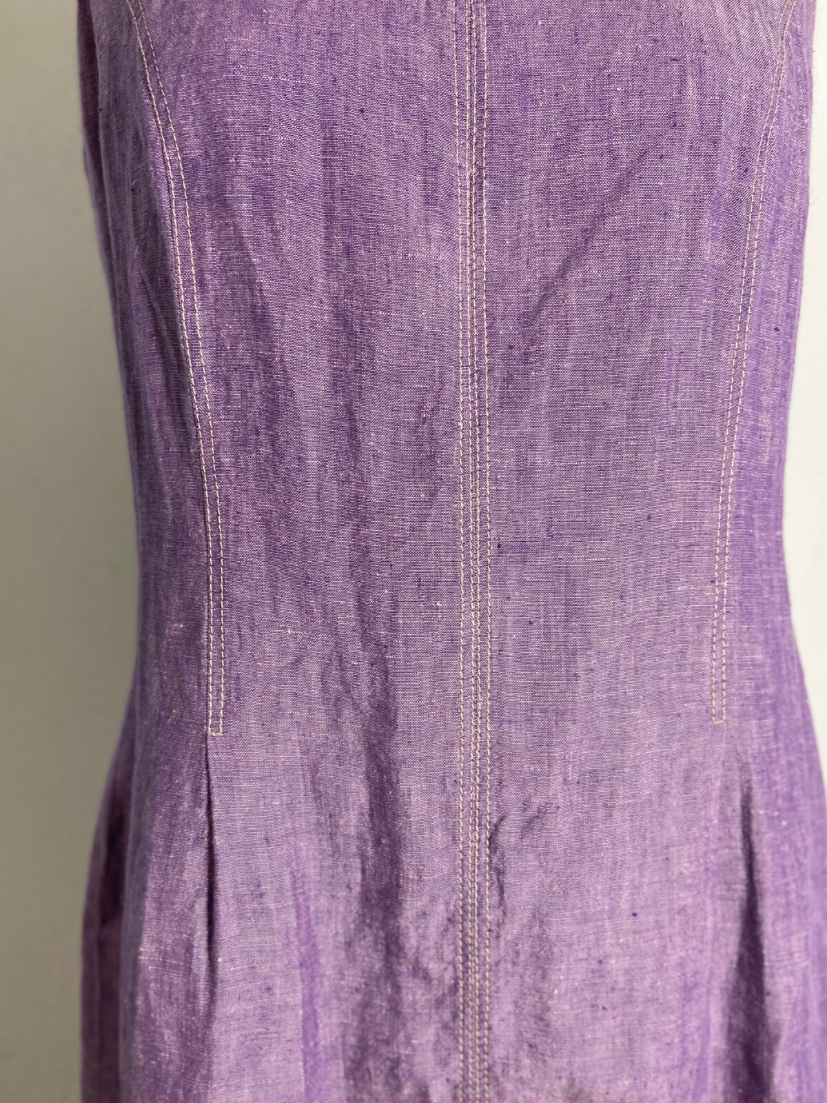 Women’s Vintage Lilac Linen Dress | Simple Summer Shift Dress | Size EU 40