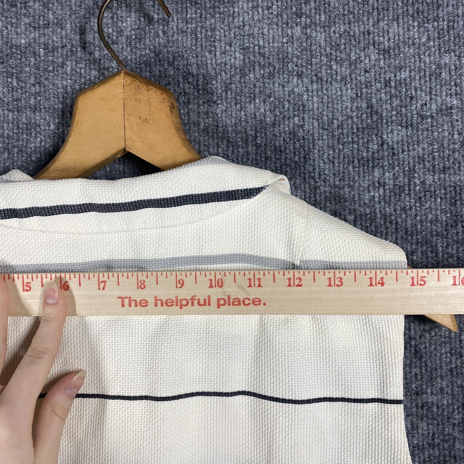 VINTAGE 50s 60s Mod A Line Shift Dress Size 14 Striped Button Up Collar 1960s