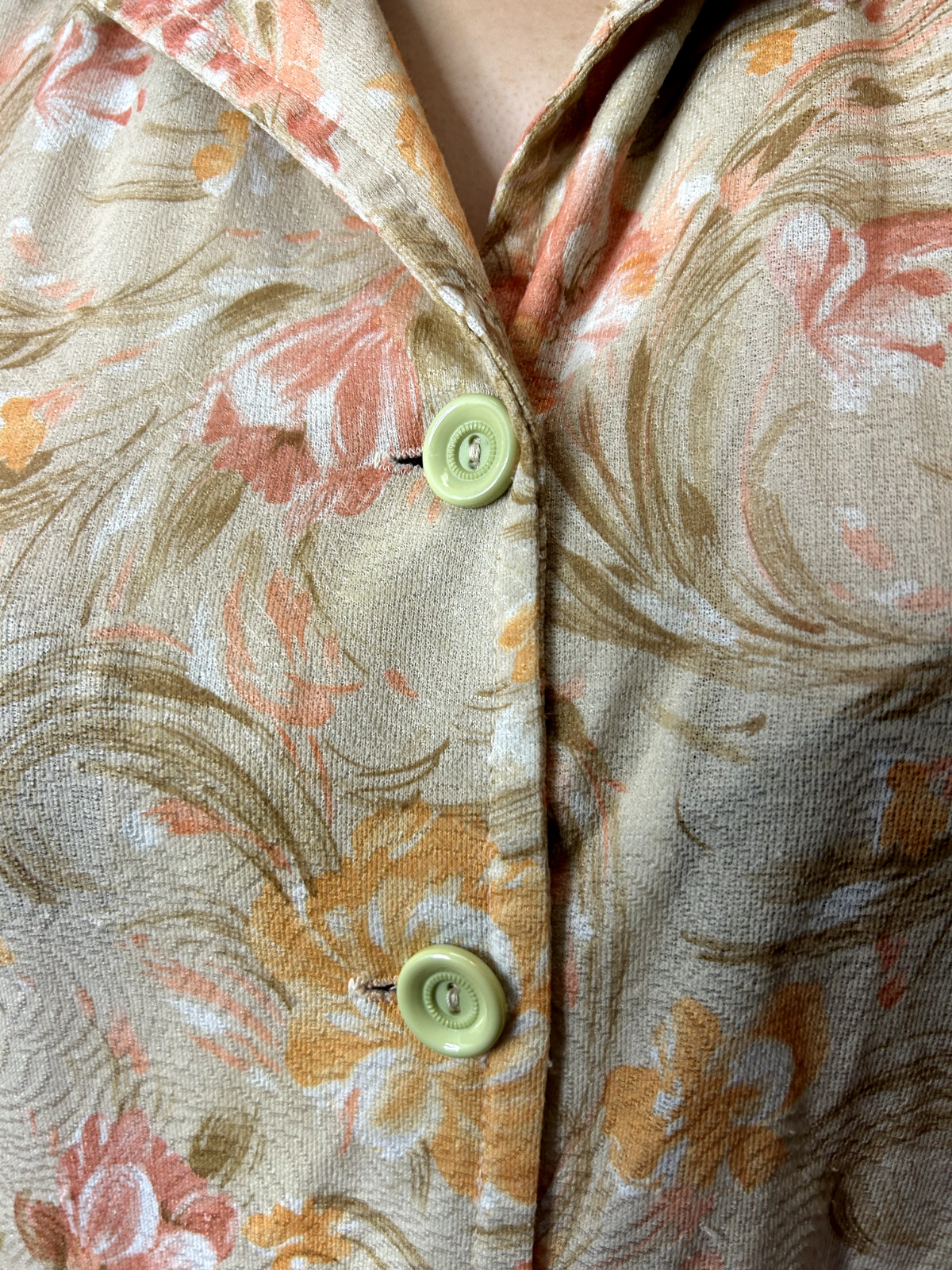 Vintage Australian 1970s Doratex Floral Shirtdress Button Down Pink Orange AU 14
