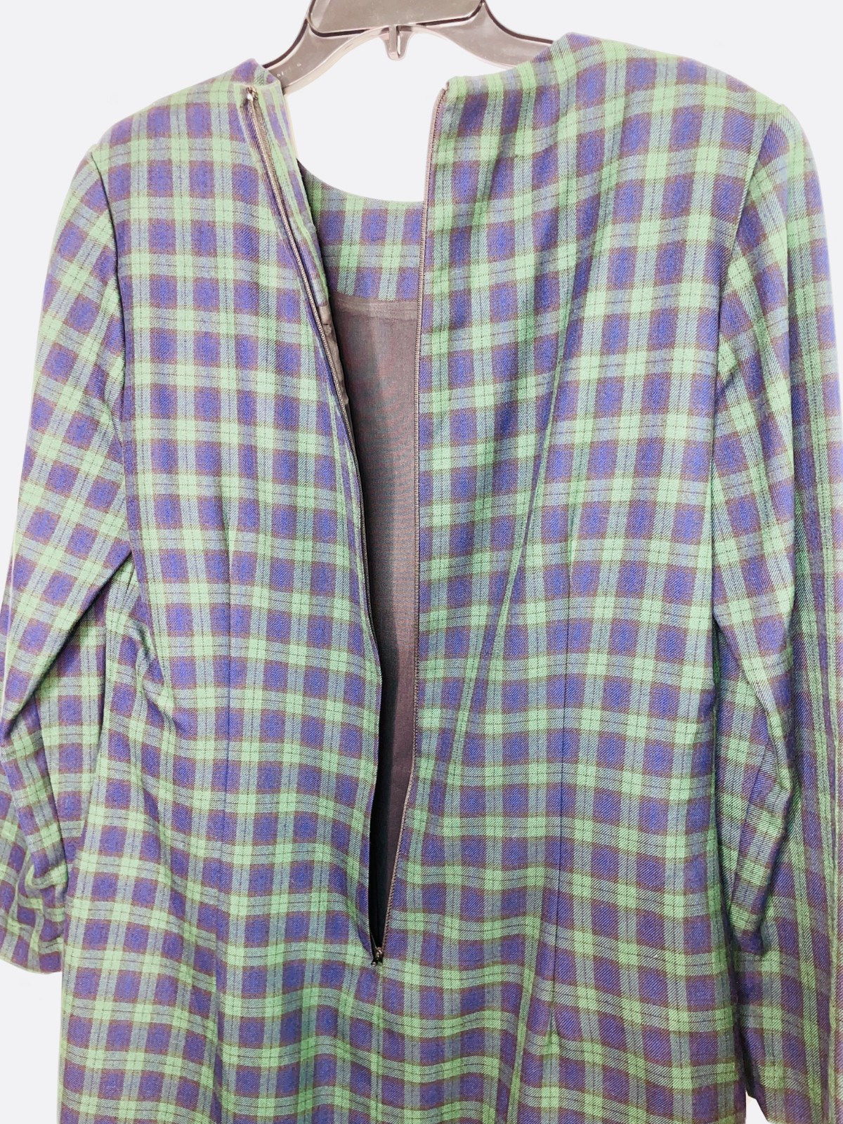 Santa Fe Dress by Jim Tremblay Plaid Women’s Size 12 Gold Buttons Made in USA