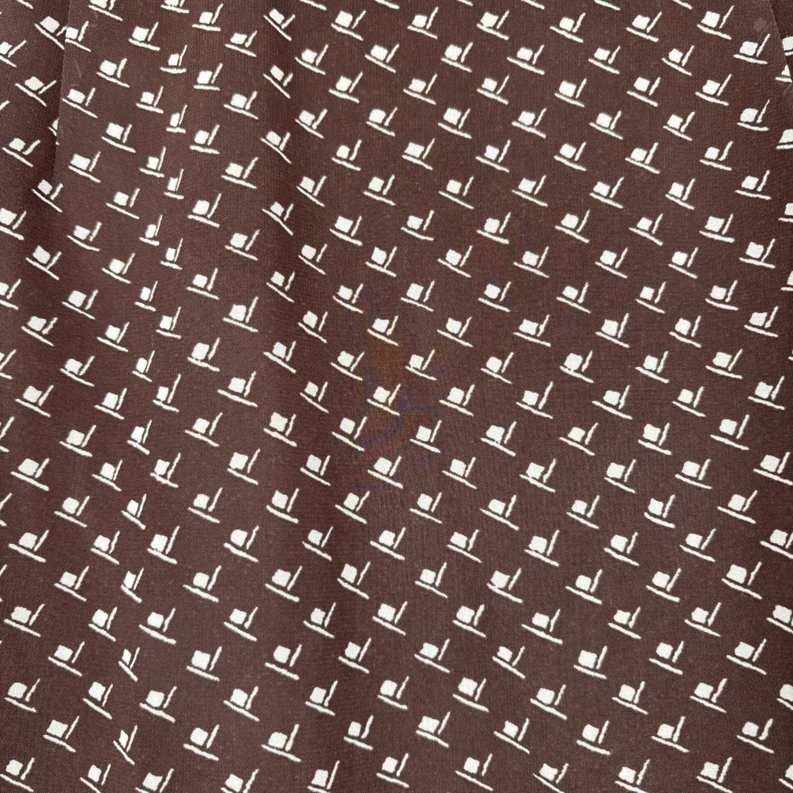 Vintage Express Brown Geometric Print Midi Skirt 90s Chiffon Lined Size 11/12